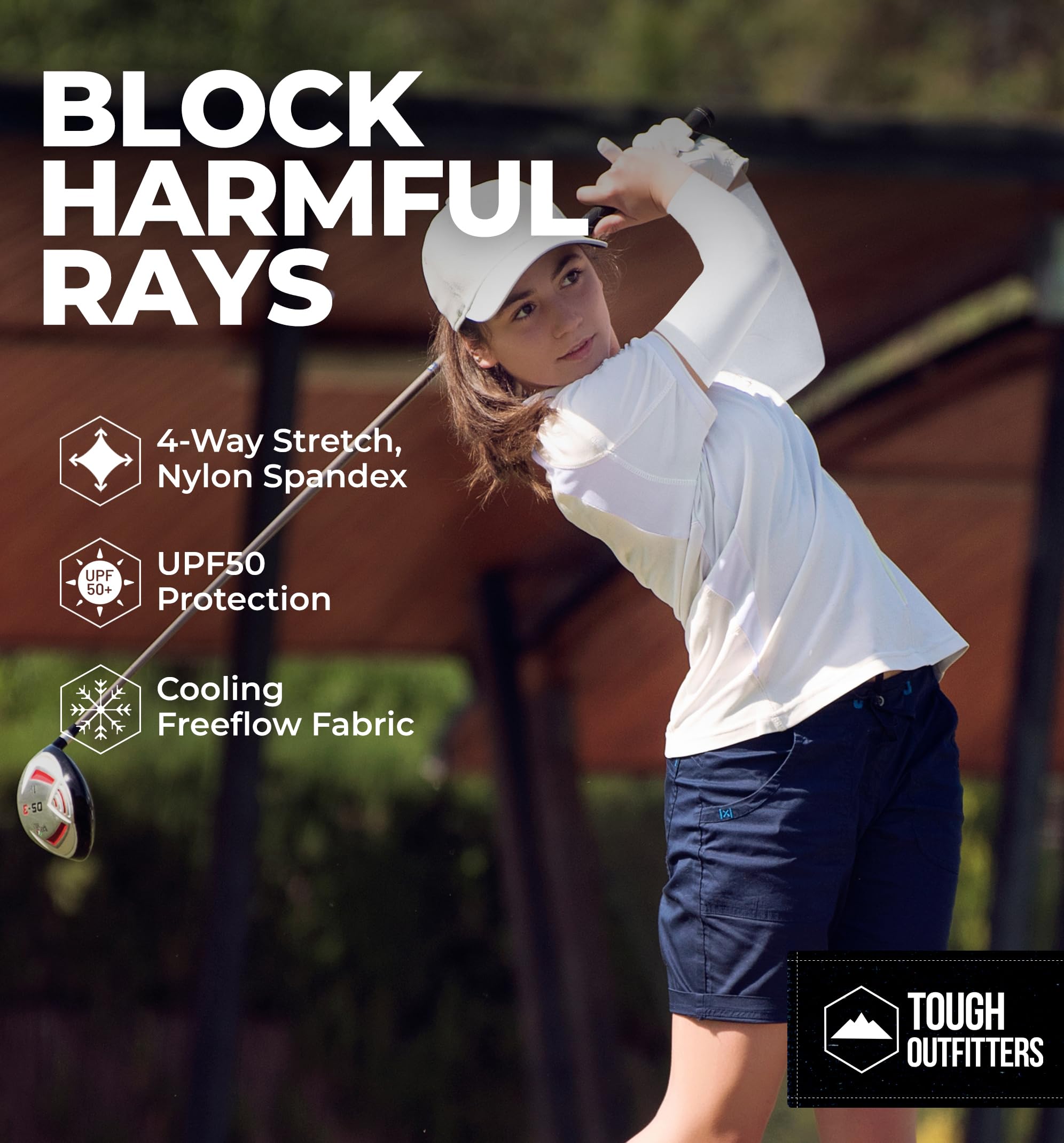 Tough Outdoors UV Arm Sleeves for Men and Women - Sun Protection Sleeves - Compression, Golf, Baseball, Cooling, Tattoo Arm Sleeve - Mangas Para El Sol Para Hombre