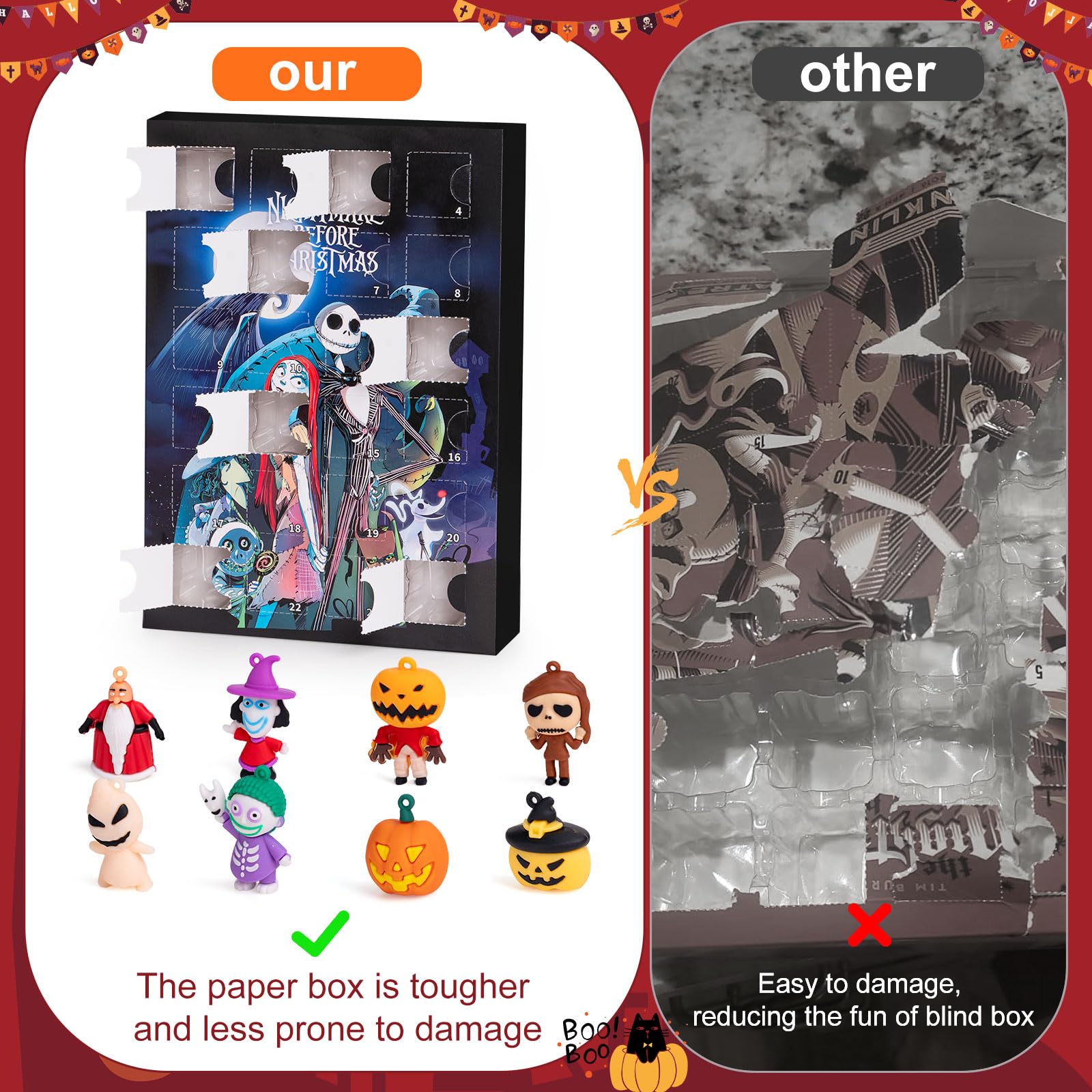Halloween Advent Calendar 2025,Advent Calendar,with 24 Collectible for Kids Adult Teens,Halloween Countdown Calendar,Ornaments Decorations Gifts
