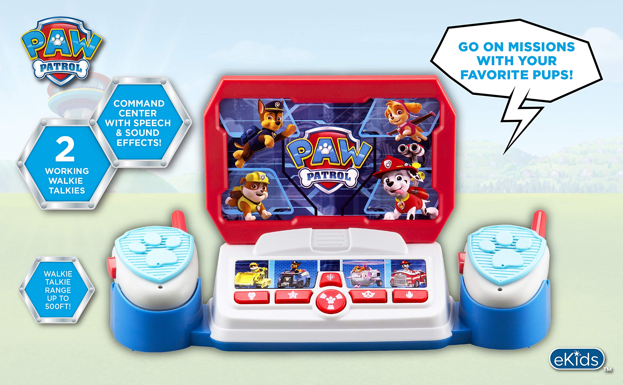 Paw Patrol Toy Walkie Talkie Command Center with Kid Friendly Two Way Radios, Built-in Speech & Sound Effects, Designed for Fans of Paw Patrol Toys for Boys and Girls