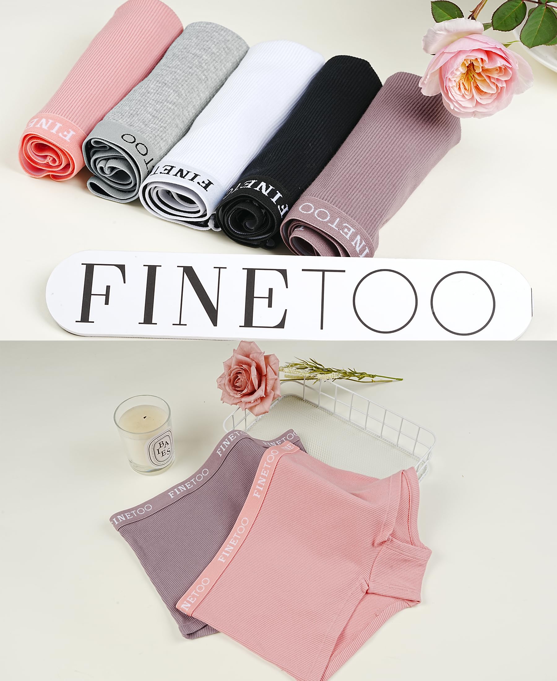 FINETOO Boyshort Underwear for Women Cotton Boxer Briefs Full Coverage Ladies BoyShorts Panties 5 Pack