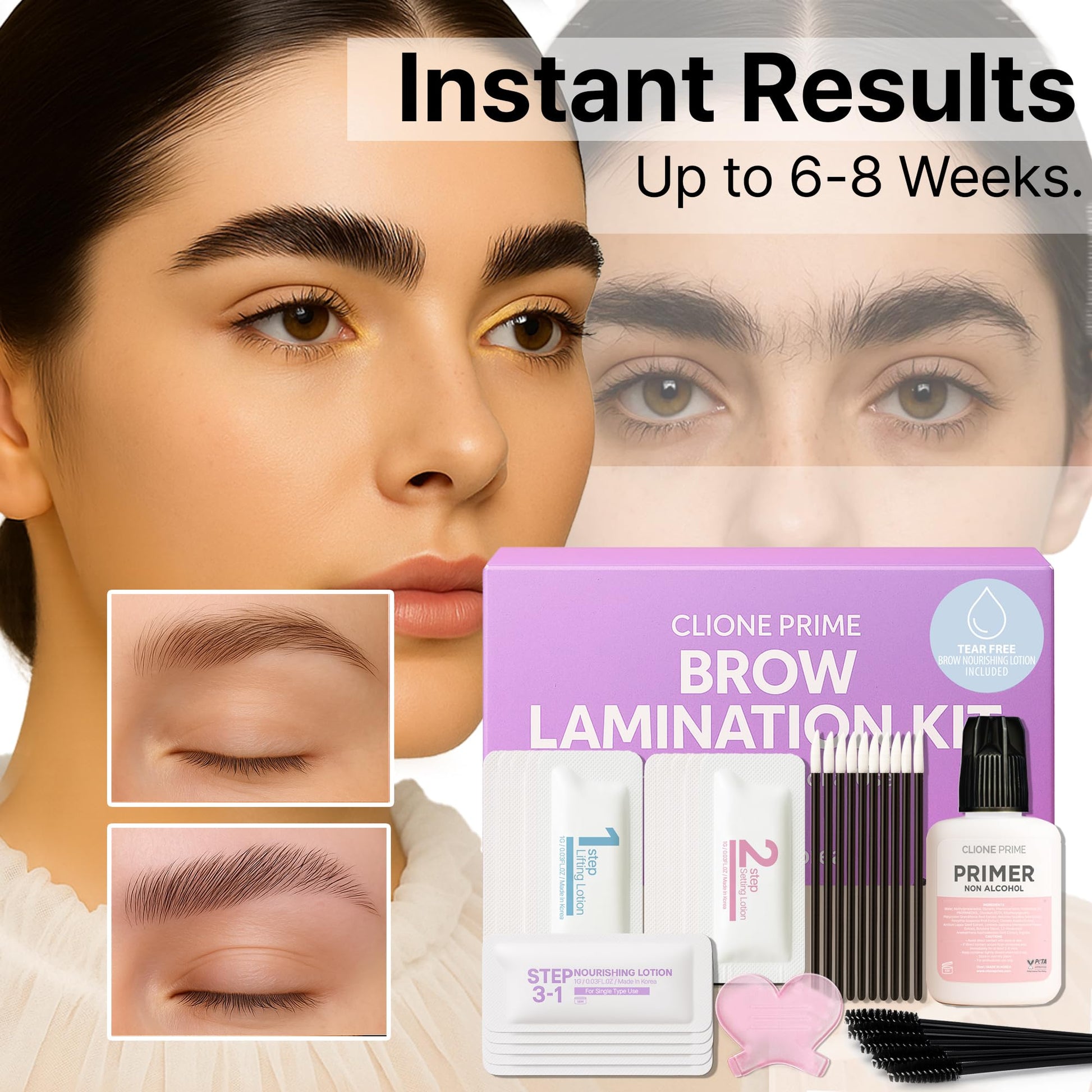 CLIONE PRIME At Home Brow Lamination Kit - DIY Eyebrow Lamination Kit Professional Eye Brow Perm Kit Instant DIY Eyebrow Lift Kit for Fuller Thicker Brows Lasts For Upto 8 Weeks