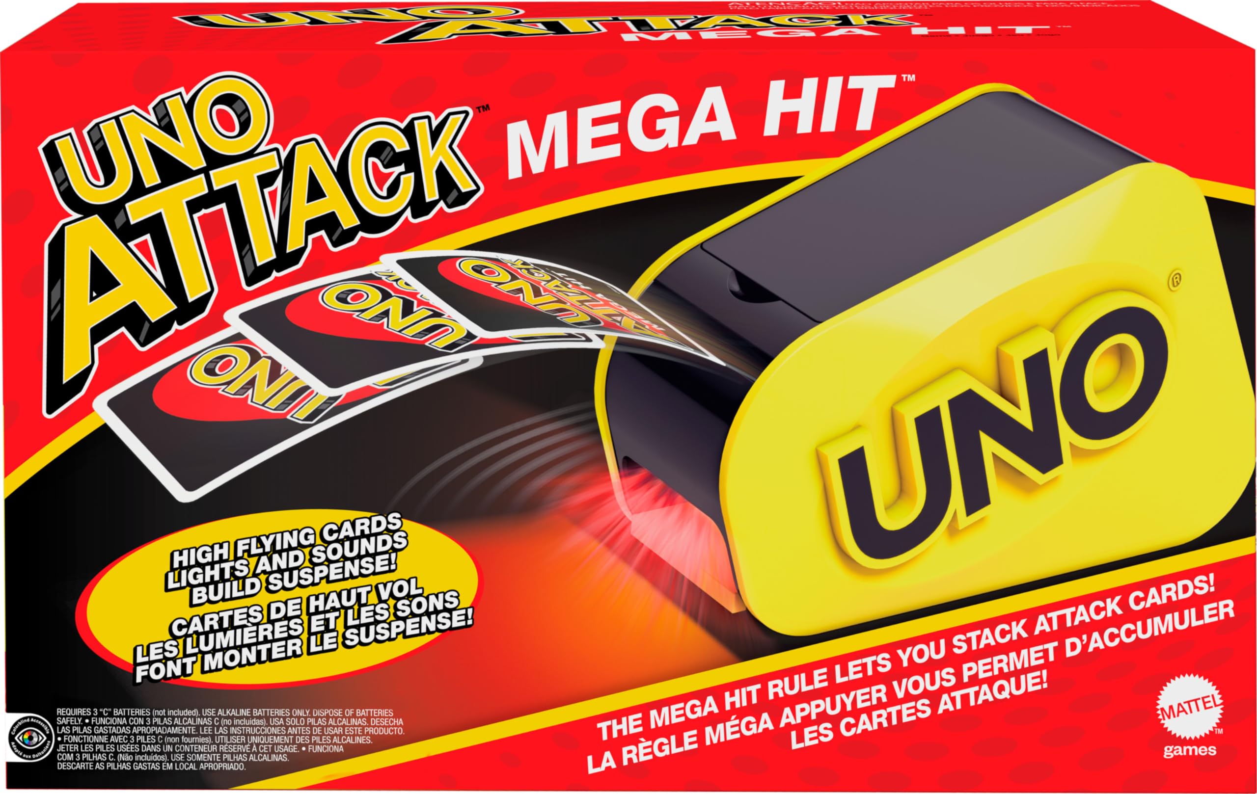 Mattel Games UNO Attack Game with Card Launcher Featuring Lights & Sounds, Plus Mega Hit Rule ( Exclusive)