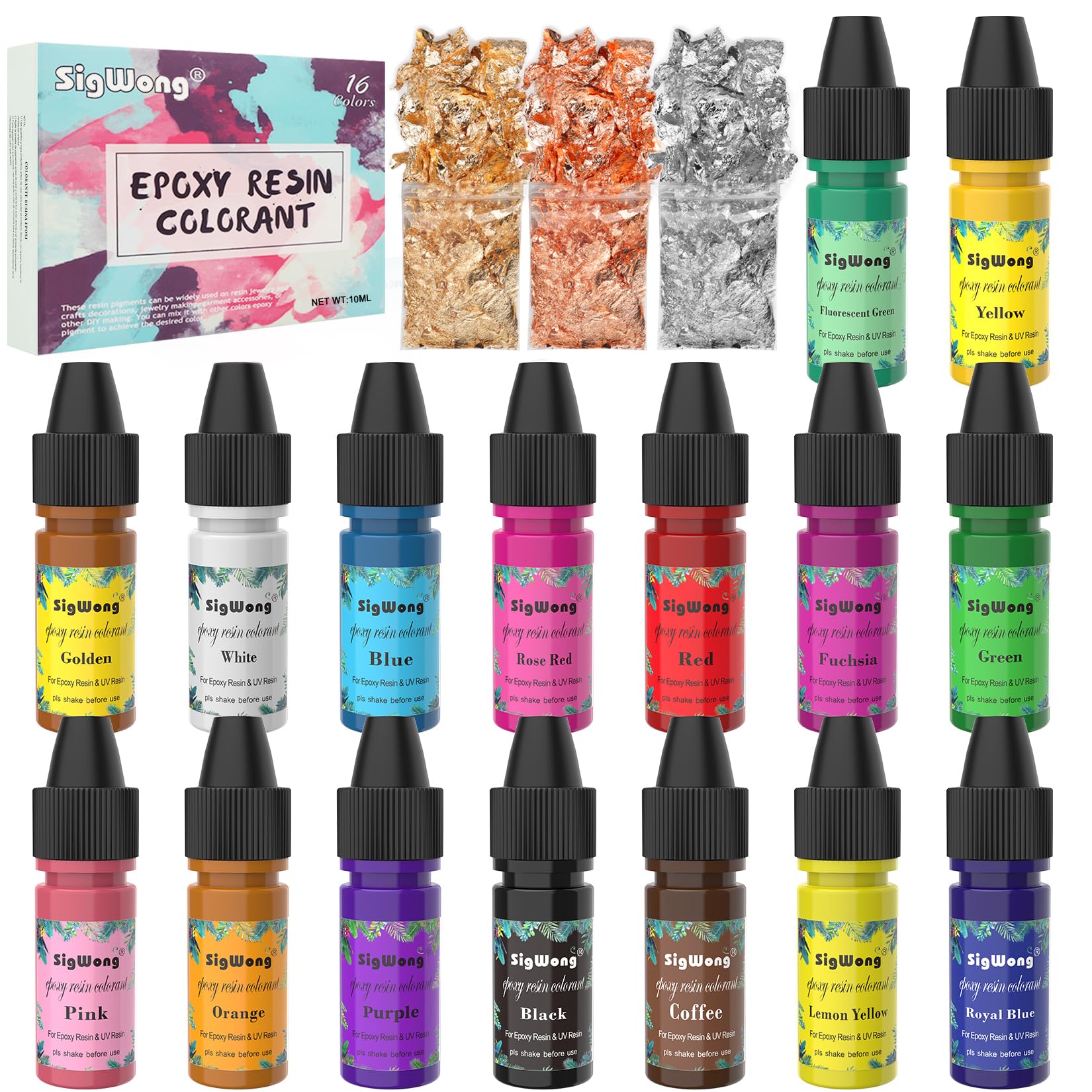Epoxy Resin Pigment - 16 Colors Translucent Resin Colorant, Highly Concentrated Resin Dye for DIY Jewelry Making, AB Resin Coloring - 10ml