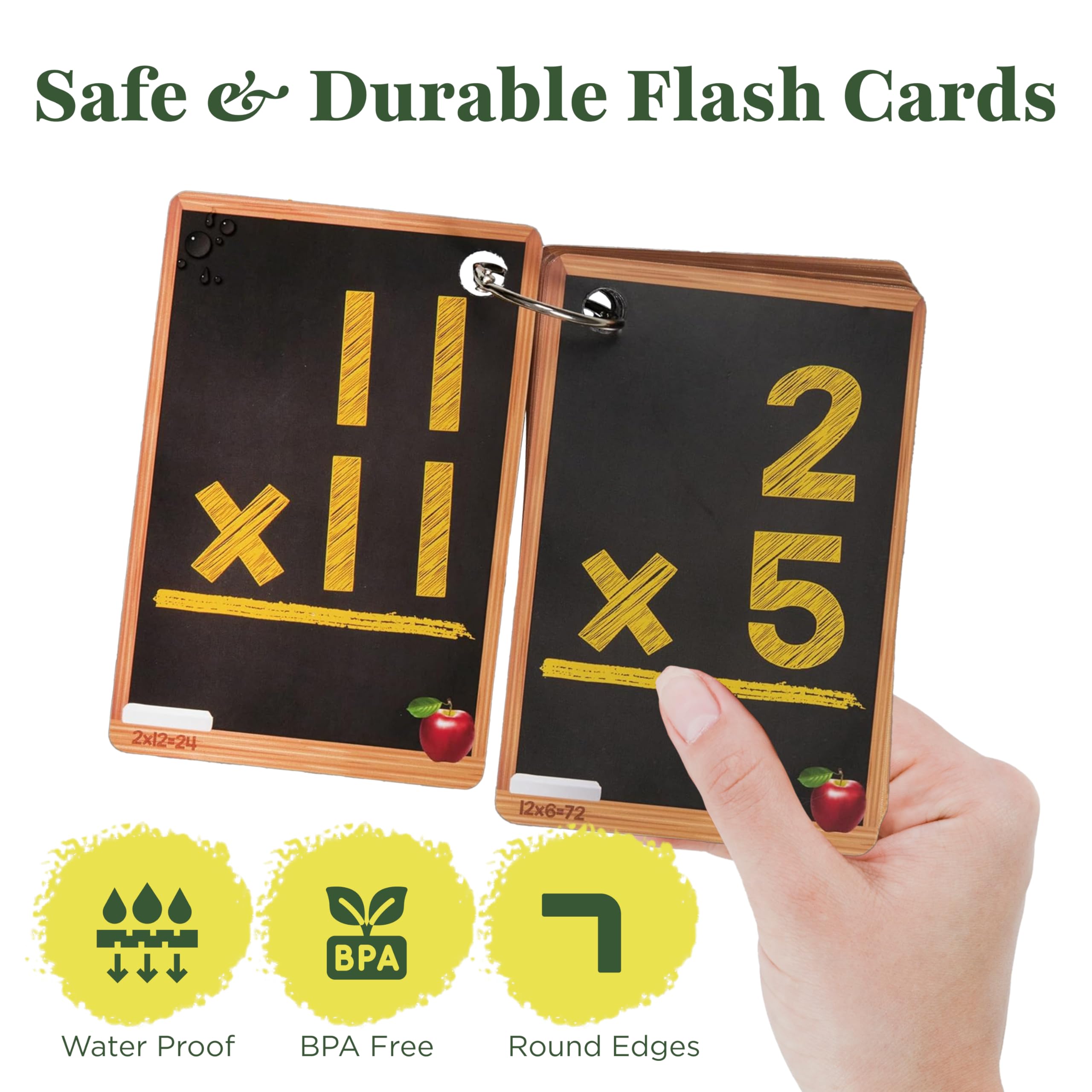 Star Right Math Flash Cards Set of 4 - Addition, Subtraction, Multiplication, Division with 4 Rings - 208 Cards for Kids Ages 6 and Above - Flash Card from 1st to 4th Grade