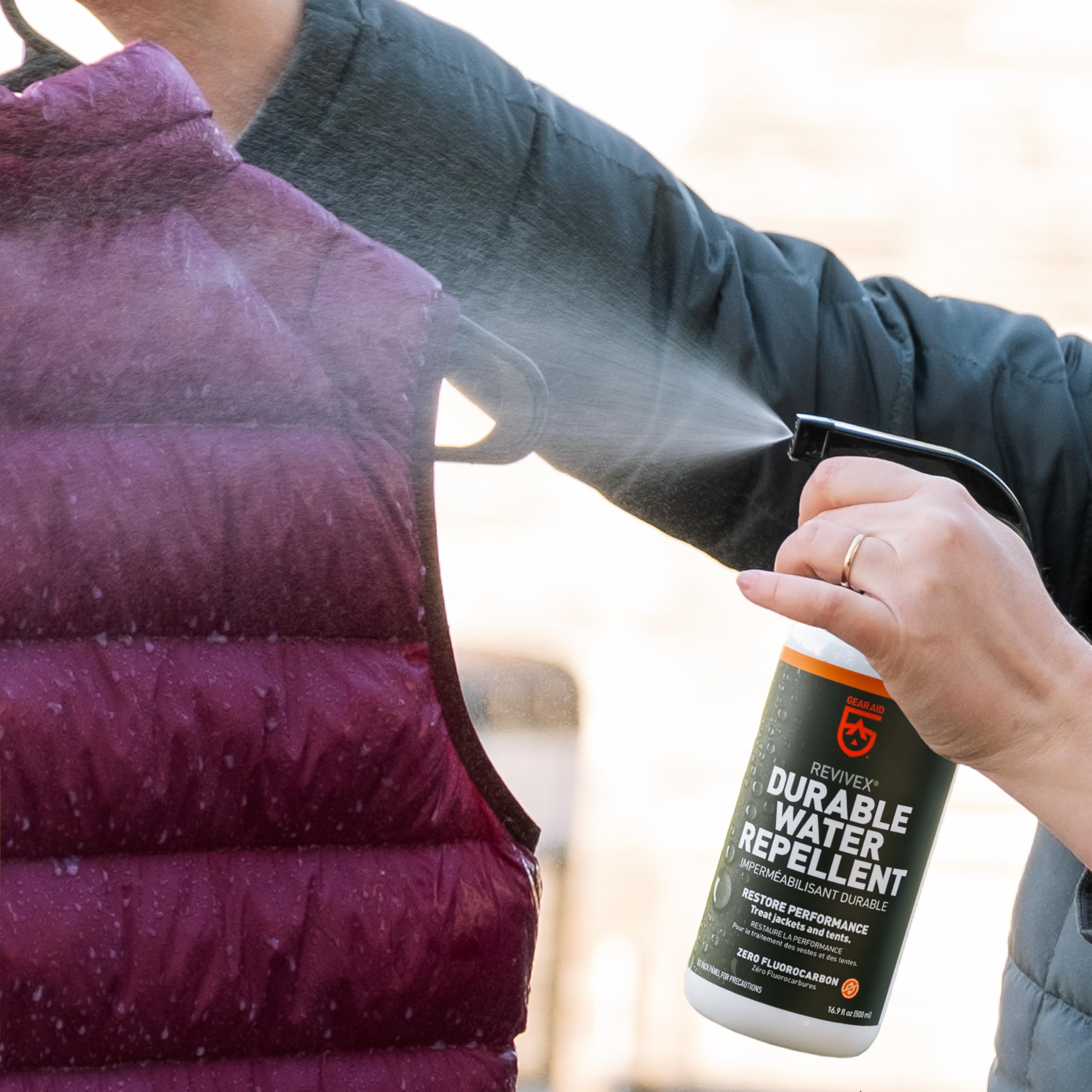GEAR AID Revivex Durable Water Repellent (DWR) Spray for Waterproofing, Restoring Performance on Nylon Jackets, Gore-TEX, Paddle and Camping Gear, Non-aerosol 16.9 oz