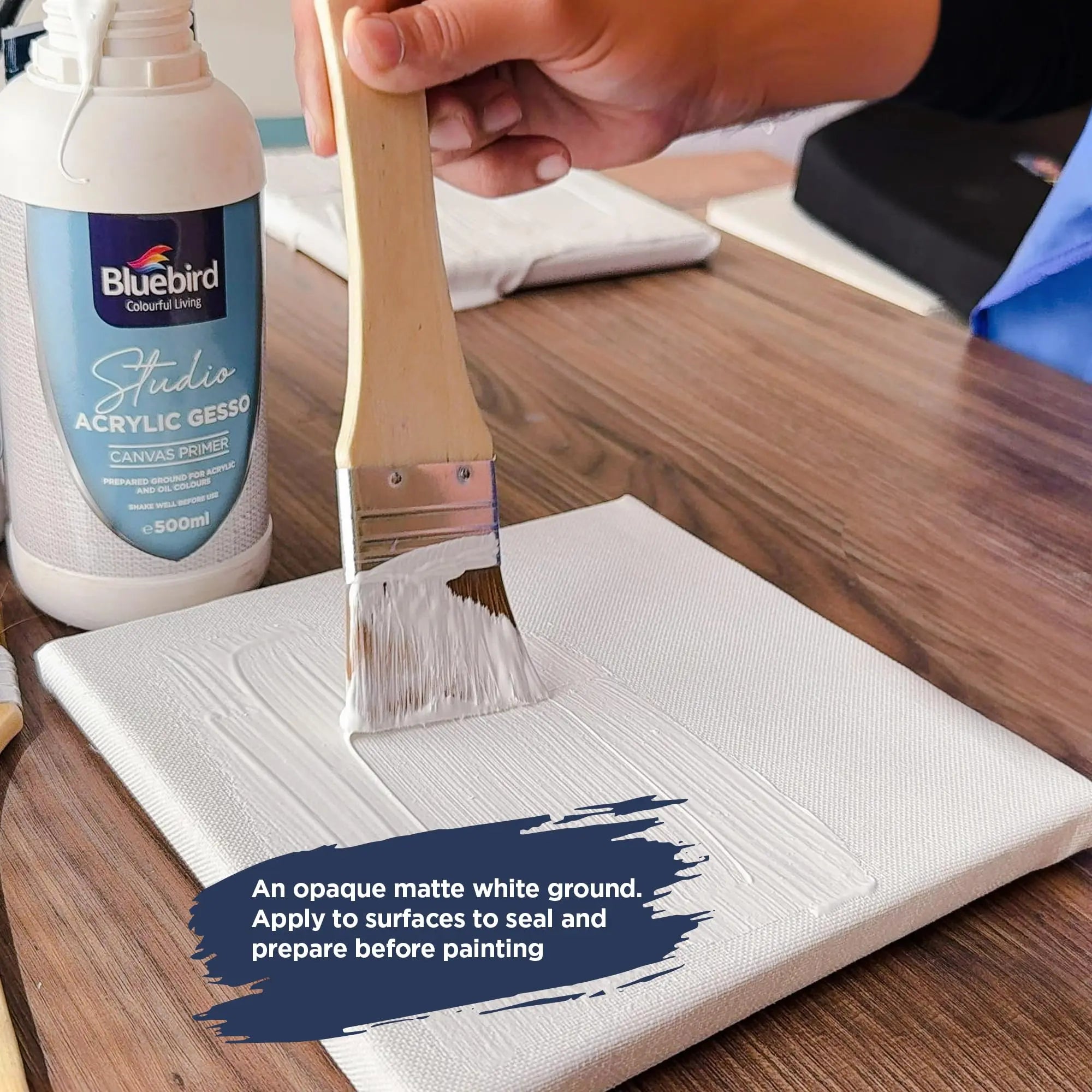 BLUEBIRD Studio Acrylic Gesso - 17 Fl Oz / 500ML White Liquid Gesso Primer for Arylic Painting, Surface Prep Medium