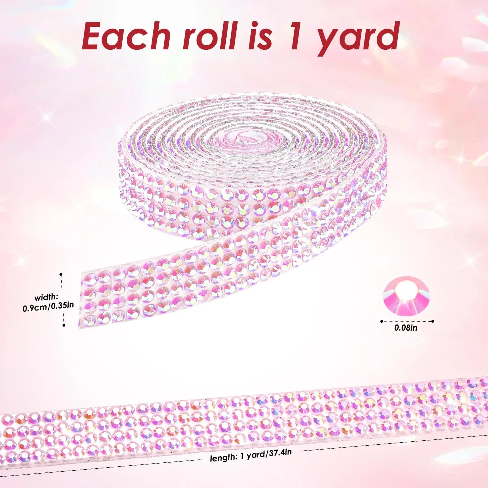 LYXMYGS Rhinestone Ribbon Self Adhesive Crystal Rhinestones, 12-Rolls Bedazzling Strips, 12-Yard Rhinestone Strips for DIY Craft, Rhinestones for Crafting