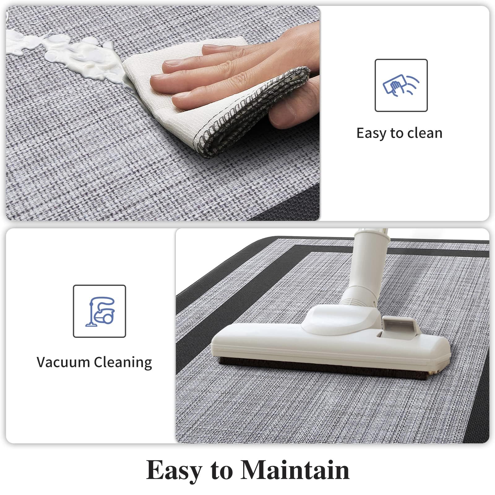 Mattitude Kitchen Mats Set of 2，Cushioned Anti-Fatigue Non-Skid Rug Sets Ergonomic Comfort Standing Mat for Kitchen, Floor, Office, Sink, Laundry, Black and Gray