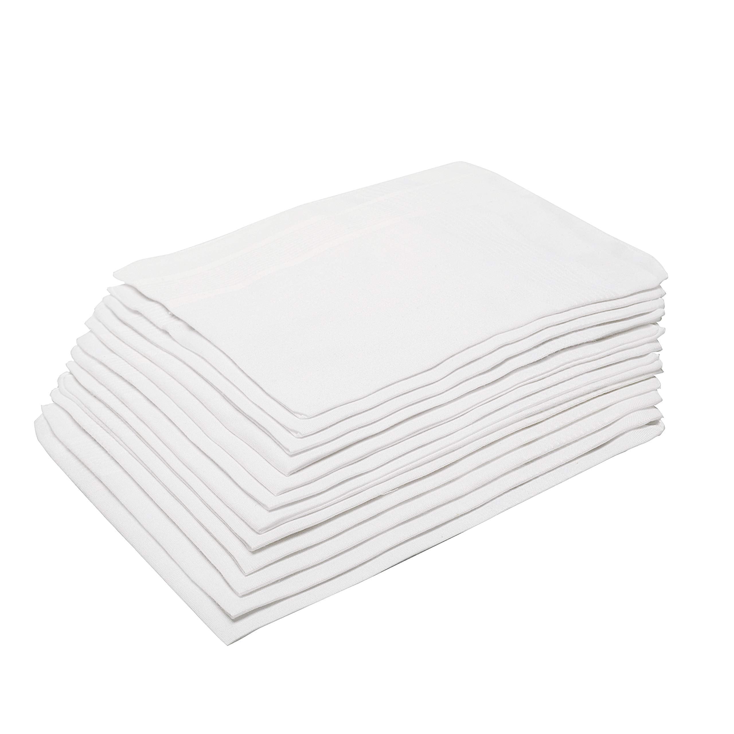 Causa Forcia Cotton Handkerchiefs for Men Thick Soft Turkish White Cotton, 12 Pack