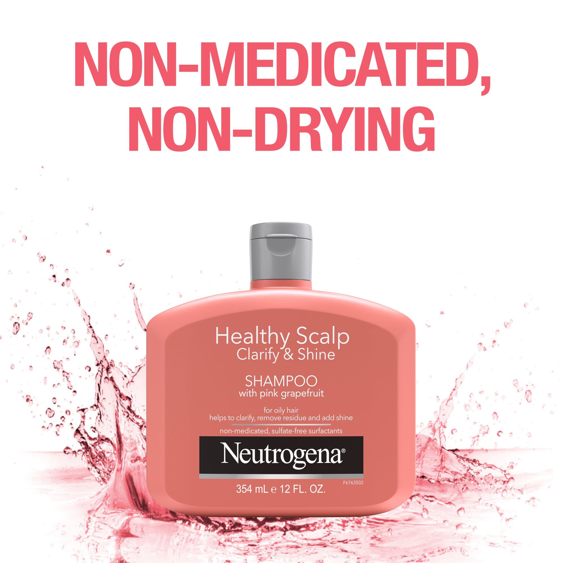 Neutrogena Exfoliating Healthy Scalp Clarifying Shampoo for Oily Hair & Scalp, Pink Grapefruit pH-Balanced Anti-Residue Formula Adds Shine, Sulfate, Paraben & Phthalate-Free, Color-Safe, 12 Fl Oz