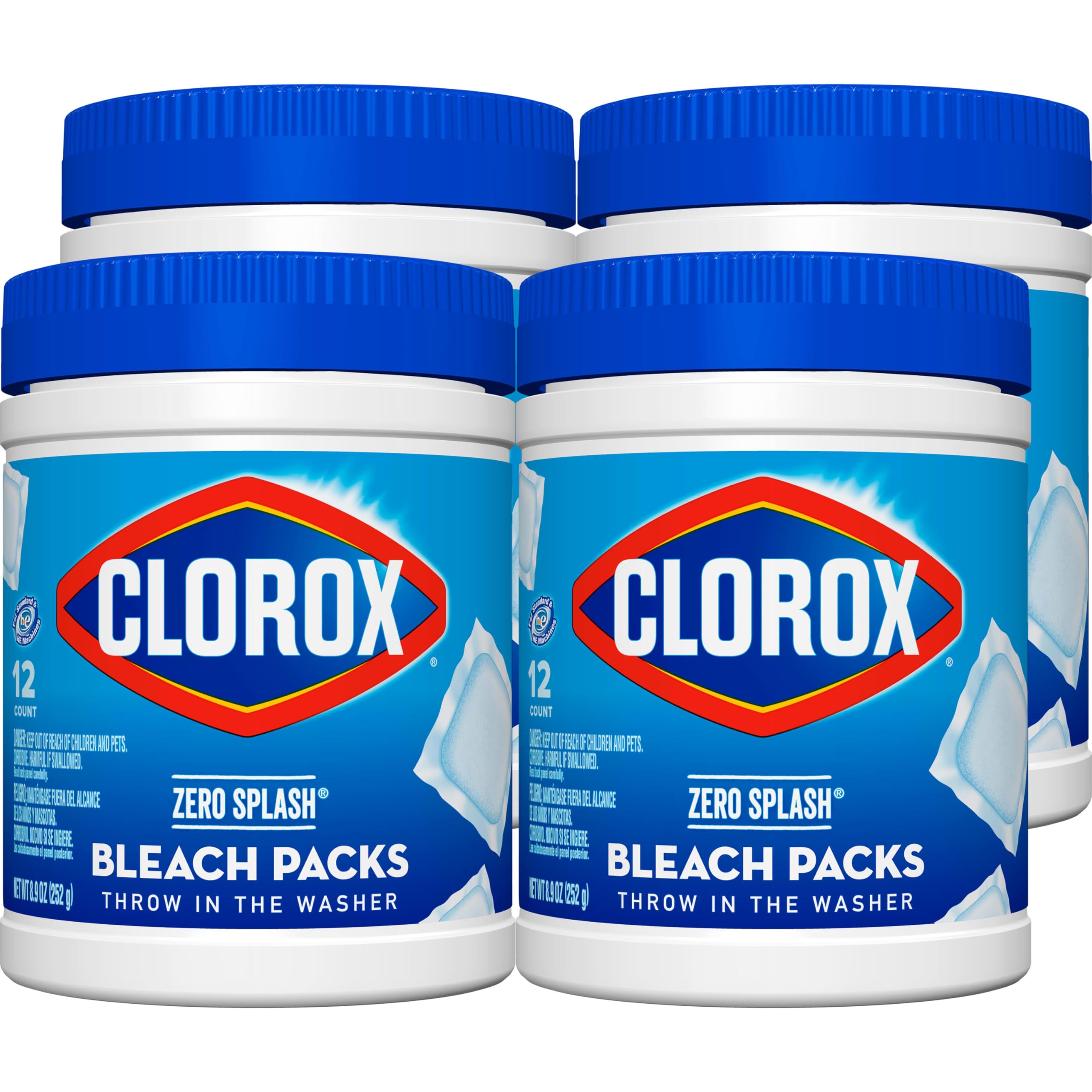 CLOROX Zero Splash Bleach Packs - Laundry Pods, 4 Pack