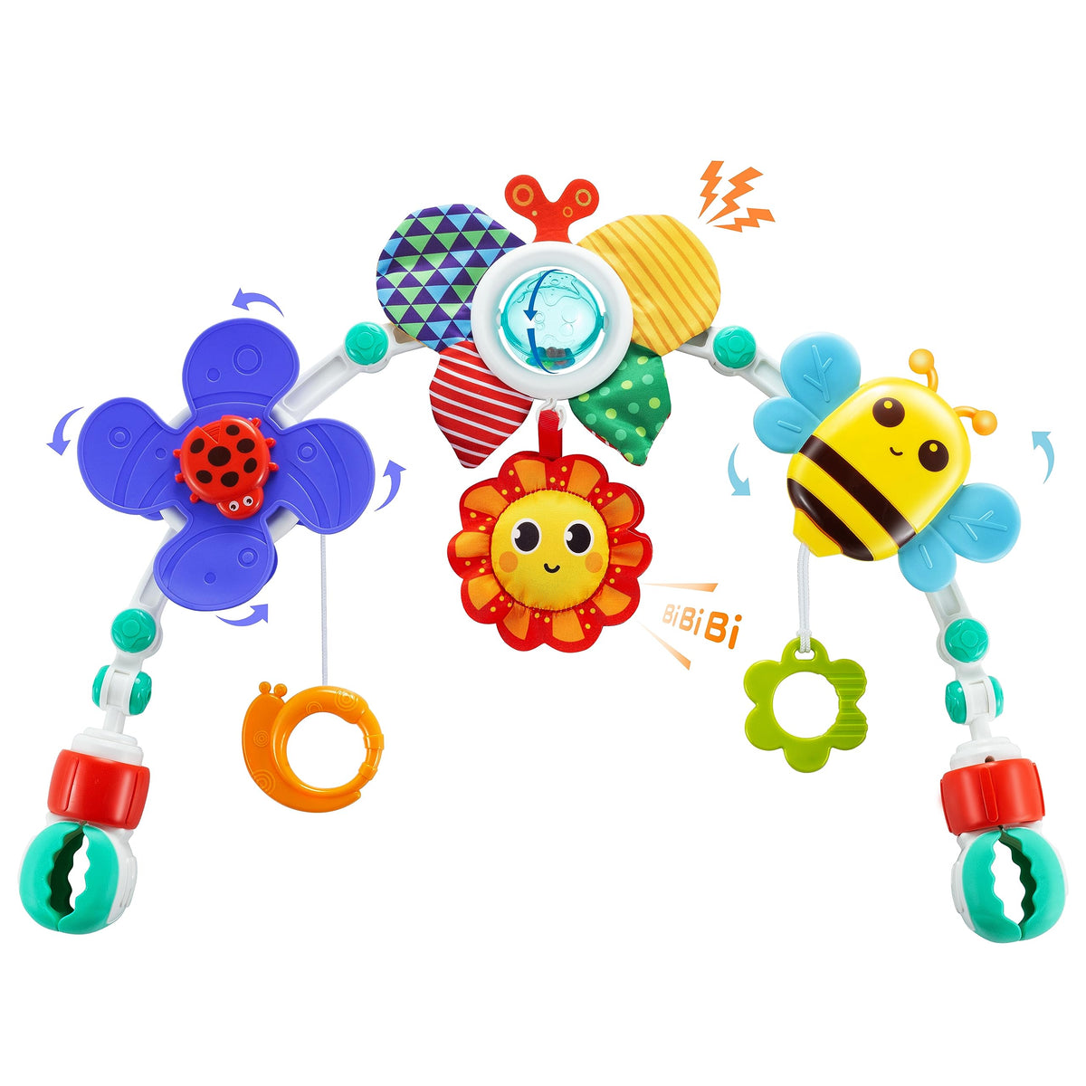 Lynncare Adjustable Arch Bassinet Toys for Infant & Toddlers, Stroller Arch, Baby Crib Toys with Fascinating Hanging for Stimulating Baby's Senses and Developing Motor Skills