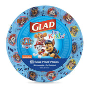 Glad for Kids Paw Patrol Round Disposable Paper Plates, Core Pups Blue - Heavy Duty, Soak Proof, Microwavable Plates for Everyday Use, 8.5 Inch, 20 Count