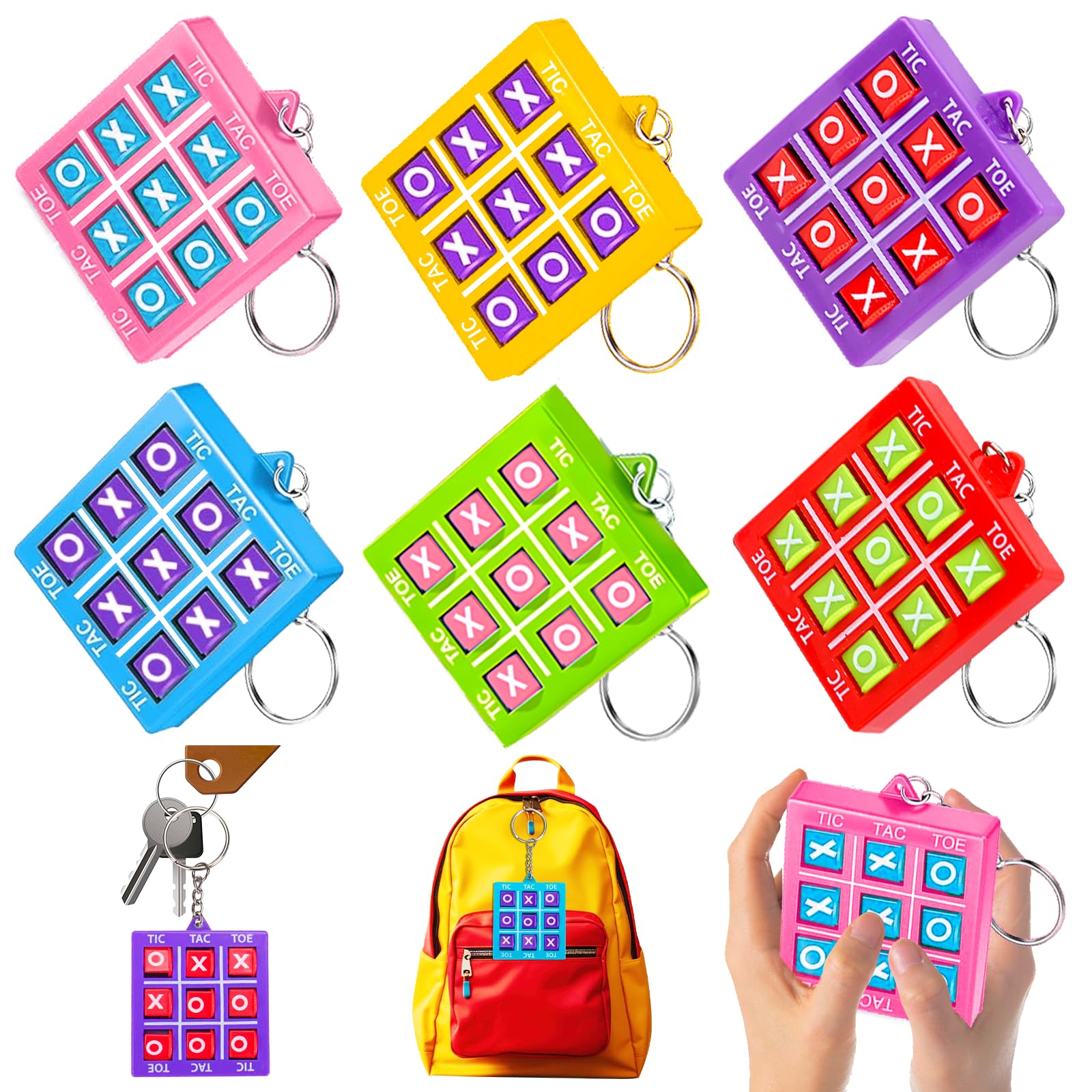 24PCS Tic Tac Toe Game Birthday Party Favors Halloween Goodie Bags Stuffers for Kids 3-5 4-8 8-12 Classroom Treasure Chest Carnival Prize Box Toys Bulk Keychain Pinata Filler Return Gifts for Girl Boy