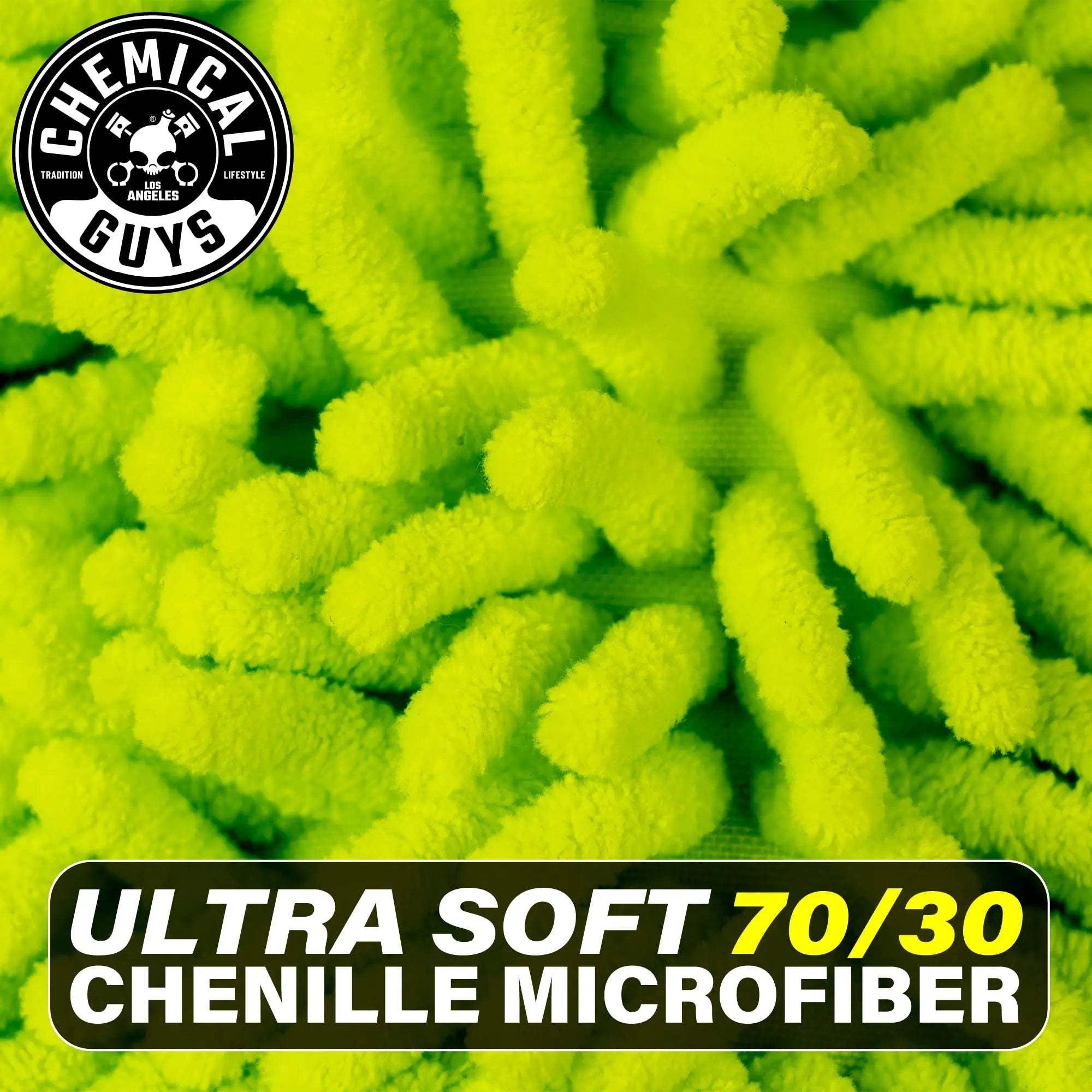 Chemical Guys MIC493 Chenille Premium Scratch-Free Microfiber Wash Mitt, Lime Green, 9.6" x 2.3" x 7"