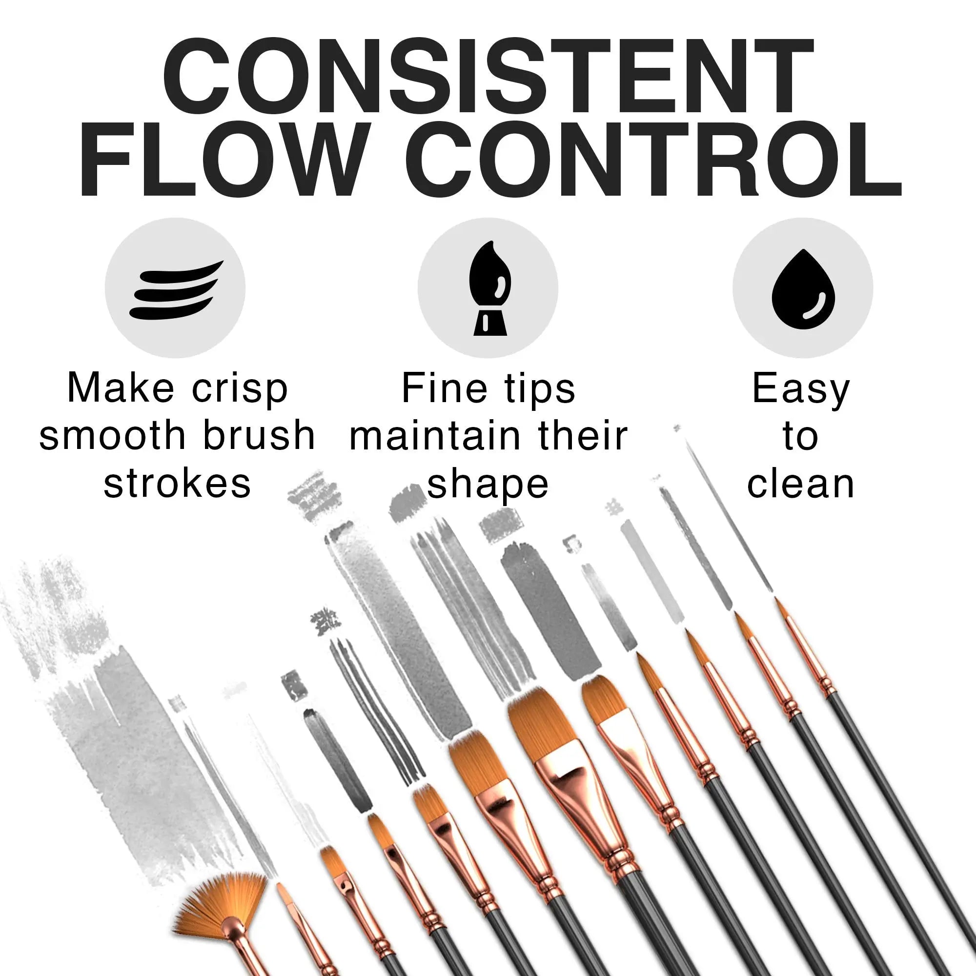 Professional Artist Paint Brush Set of 12 - Painting Brushes Kit for Kids, Adults Fabulous for Canvas, Watercolor & Fabric - for Beginners and Professionals - Great for Water, Oil or Acrylic Painting