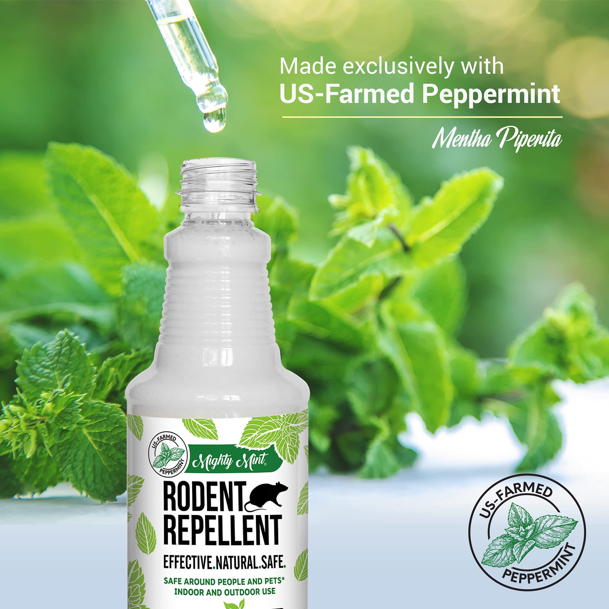 Mighty Mint Peppermint Oil Rodent Repellent Spray – Natural Indoor & Outdoor Control for Mice and Rats – Plant-Based, Extra-Strong Formula - 16 oz