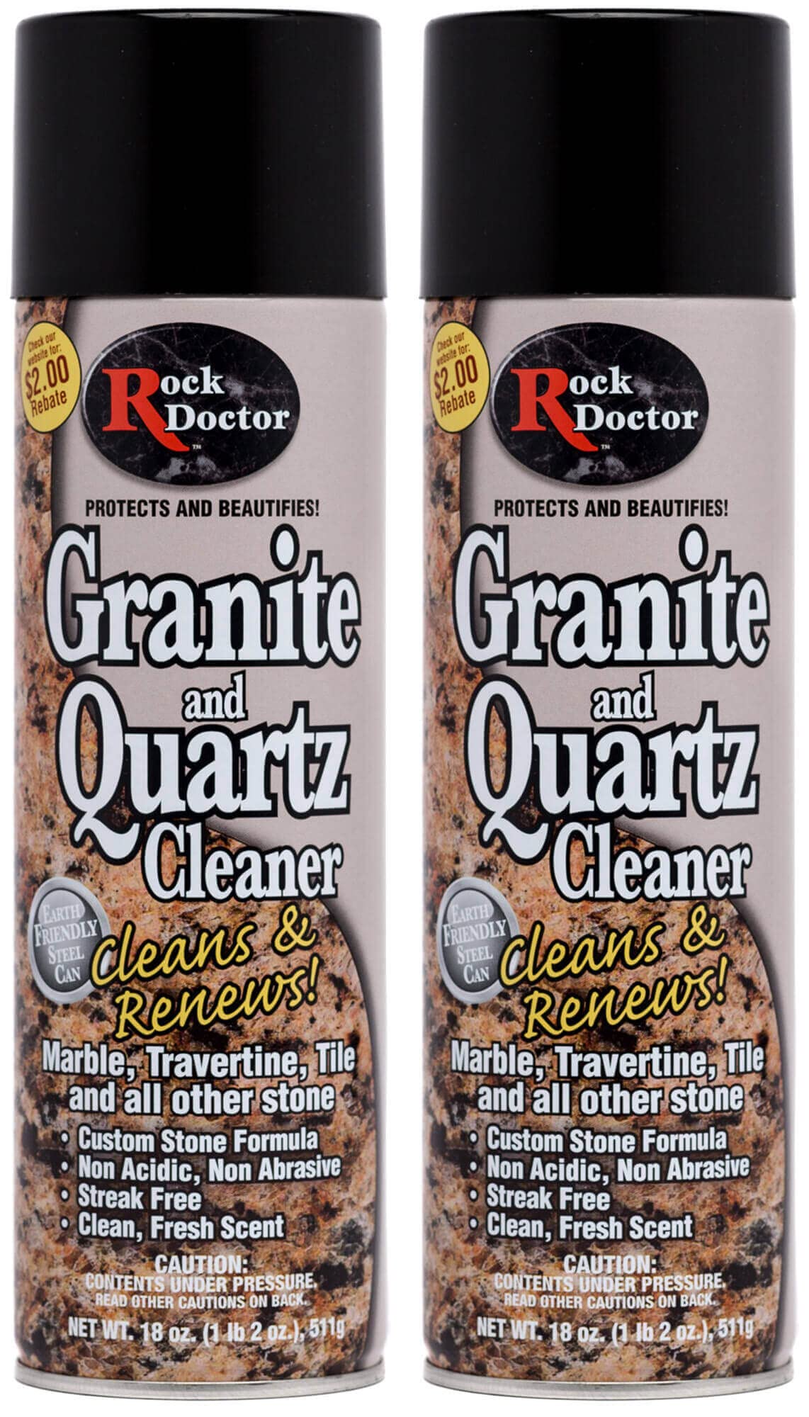 Rock Doctor Granite Cleaner, Cleans& Renews Surfaces, Granite/Marble Countertop Cleaner, Cleaning Spray for Vanity, Table Top, Kitchen Counters, Stone Surfaces 18 Fl Oz Pack of 2