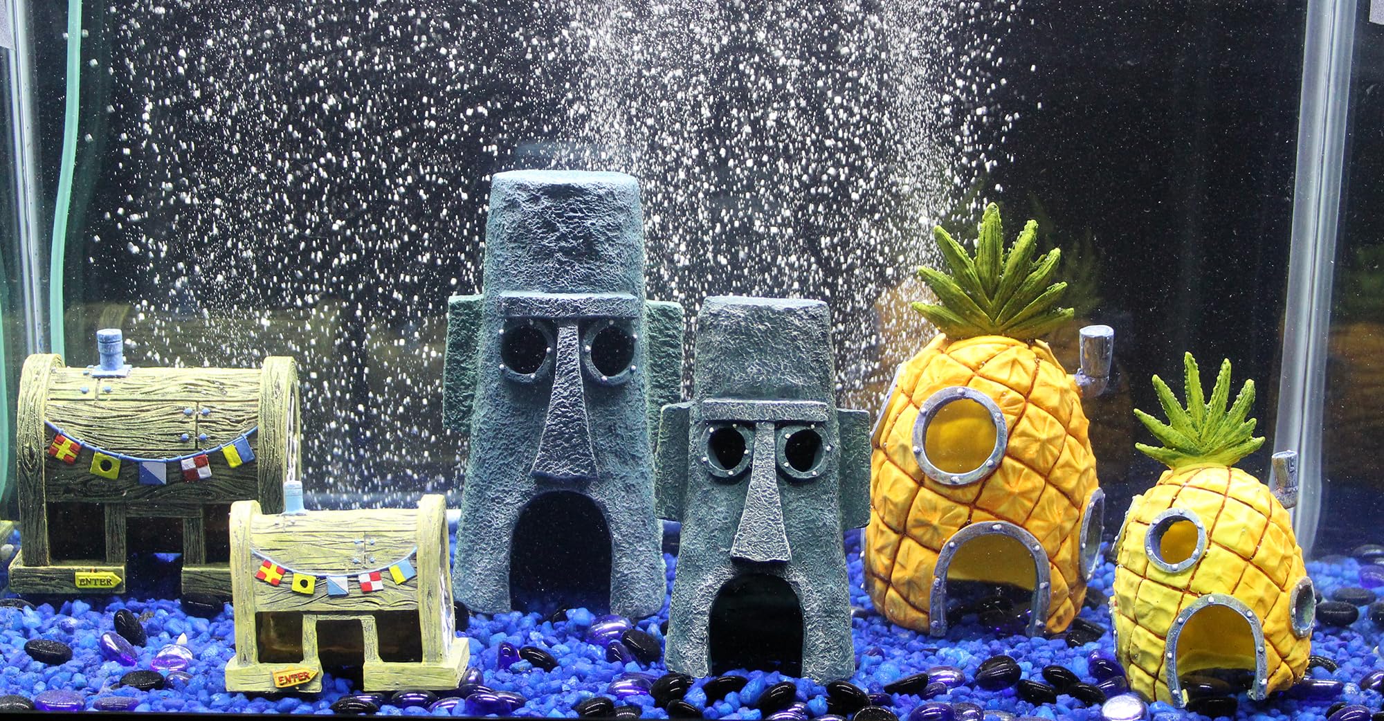 Penn-Plax (SBR10EO Spongebob Squarepants Officially Licensed Aquarium Ornament – Spongebob’s Pineapple House – Medium