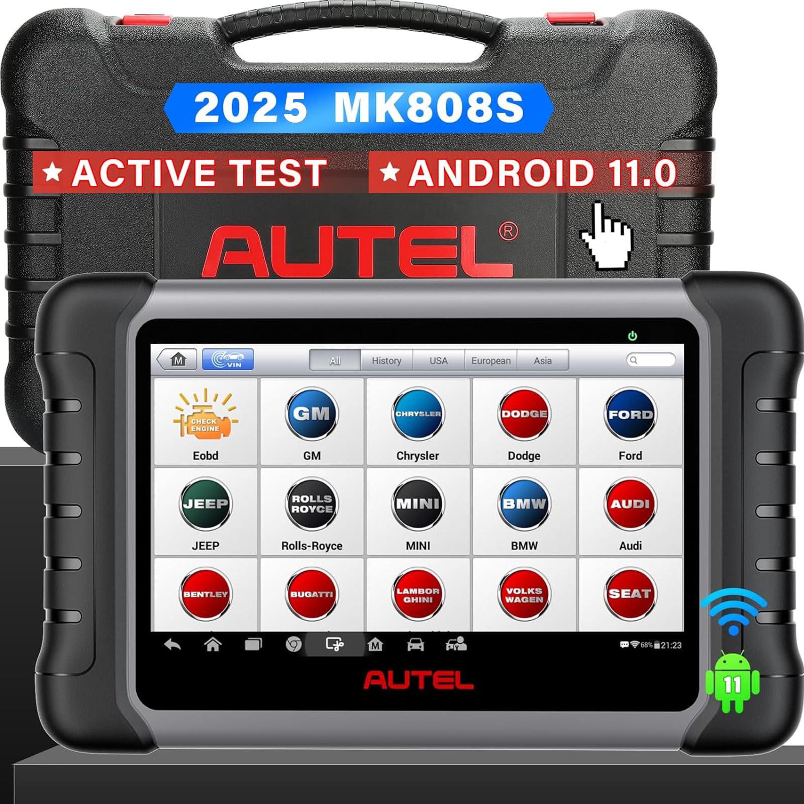 Autel Scanner MaxiCOM MK808S: 2025 Bidirectional Tool as MK808BT Pro MX808S M808Z, Work as MaxiCheck MX900 MK900BT, 28+ Service, Active Test, All System Diagnose, Injector Coding, FCA Autoauth OS 11