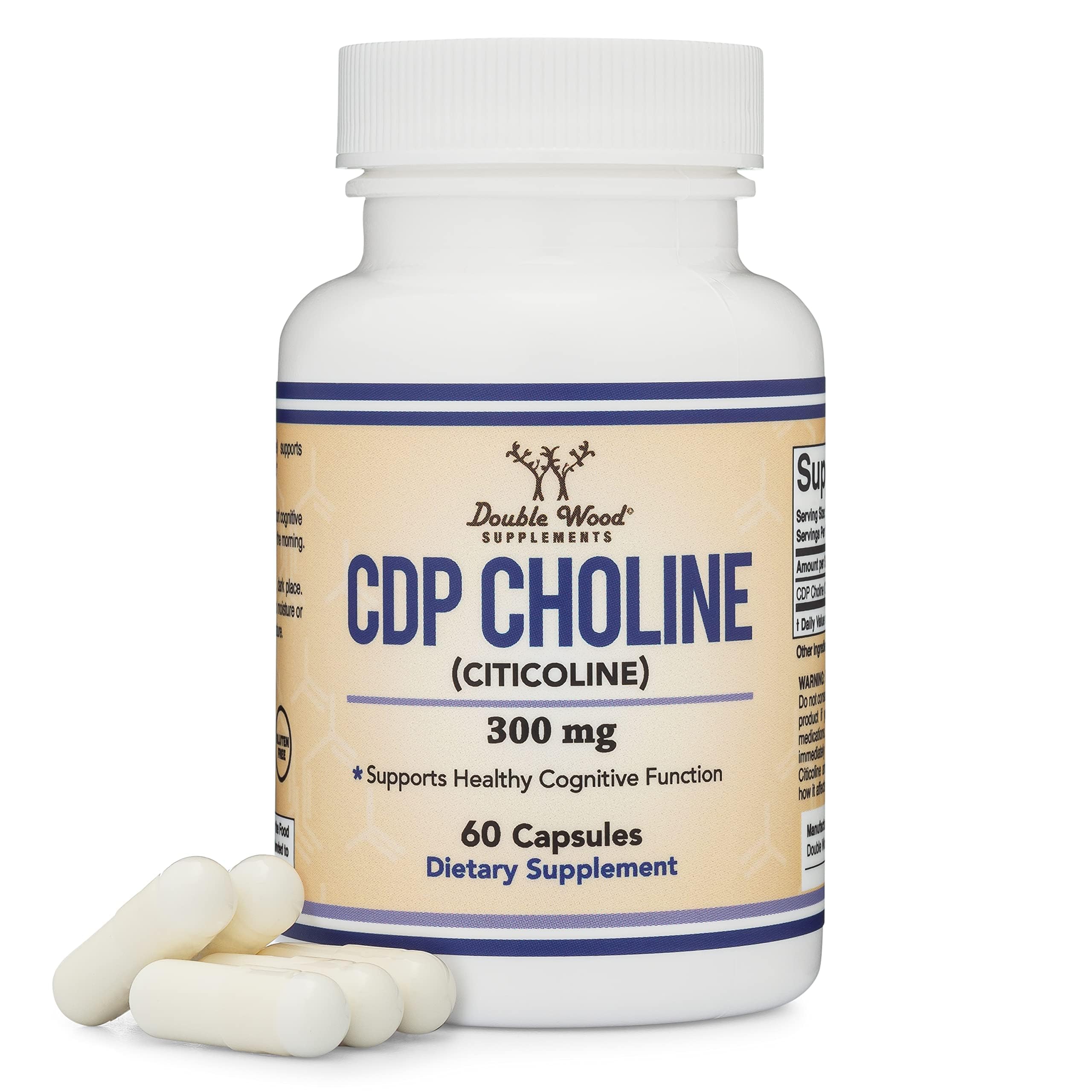 CDP Choline (Citicoline) Supplement, Pharmaceutical Grade, Third Party Tested (60 Capsules 300mg)