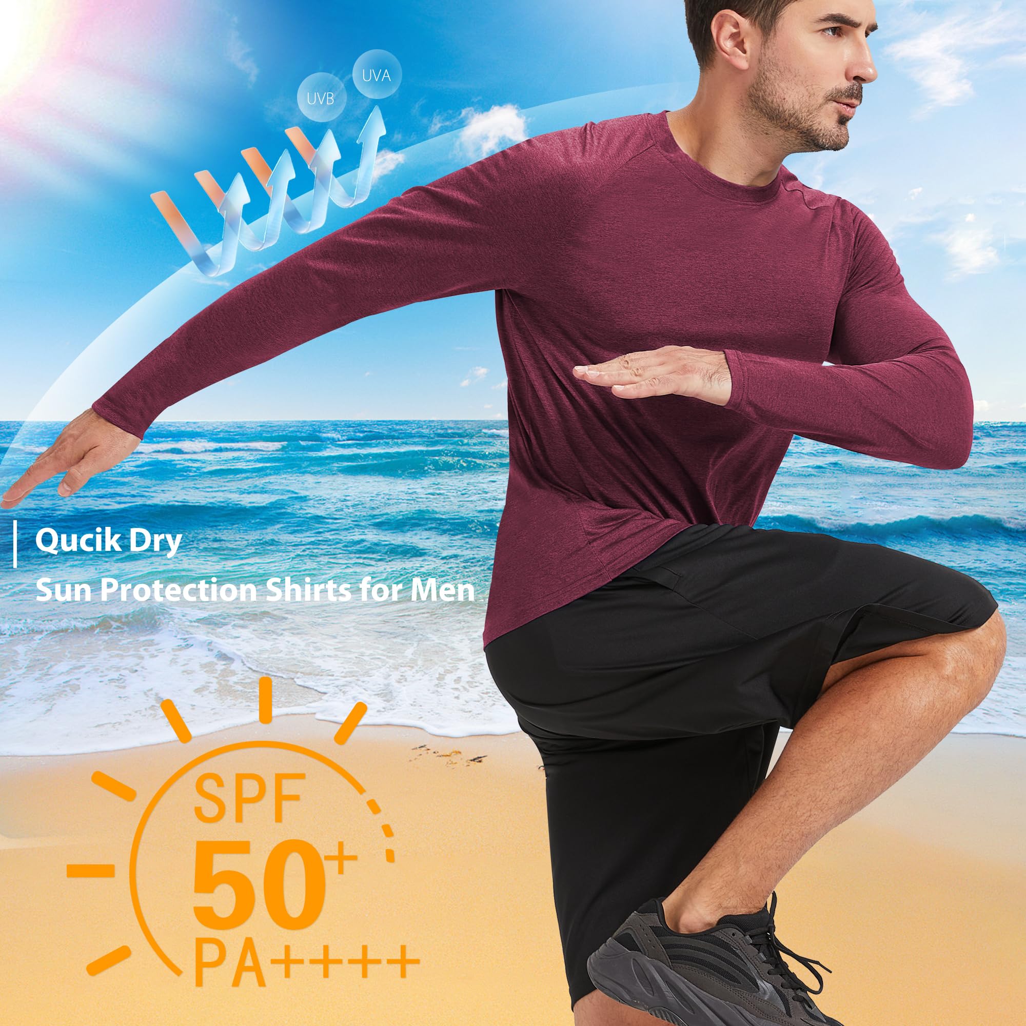 MLYENX 4-7 Pack Long Sleeve Shirts for Men Quick Dry Moisture Wicking Mens Long Sleeve Tee Shirts Workout T Shirts