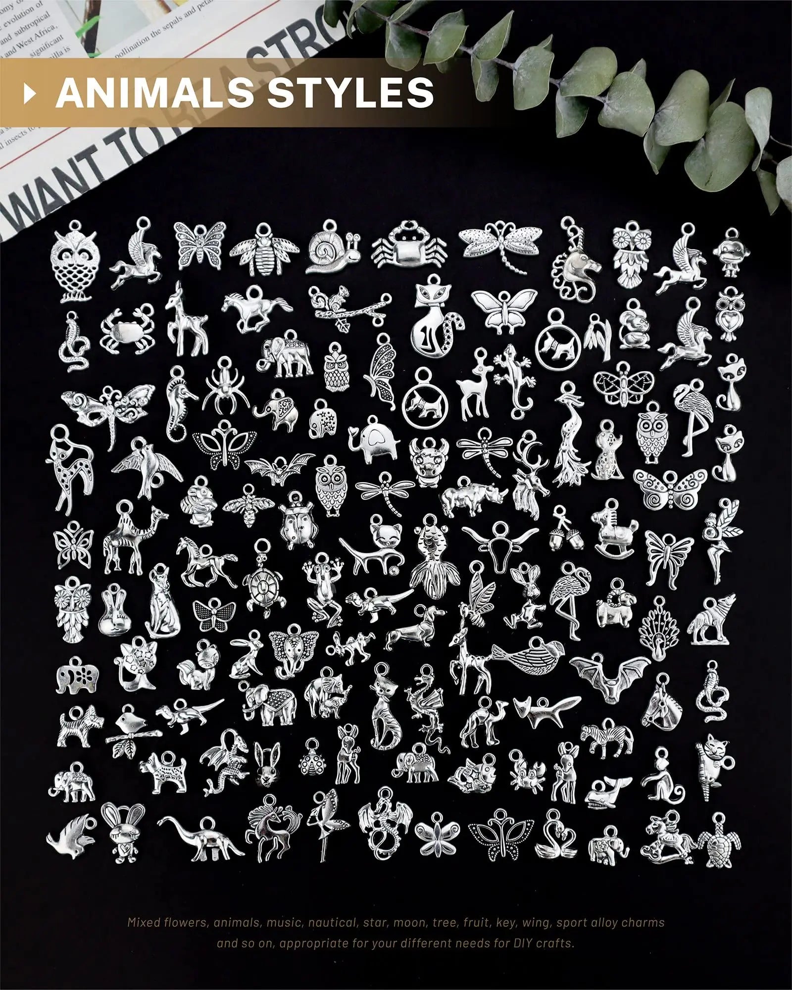 JIALEEY 300 PCS Wholesale Bulk Lots Jewelry Making Charms Mixed Smooth Tibetan Silver Alloy Charms Pendants DIY for Bracelet Necklace Jewelry Making and Crafting