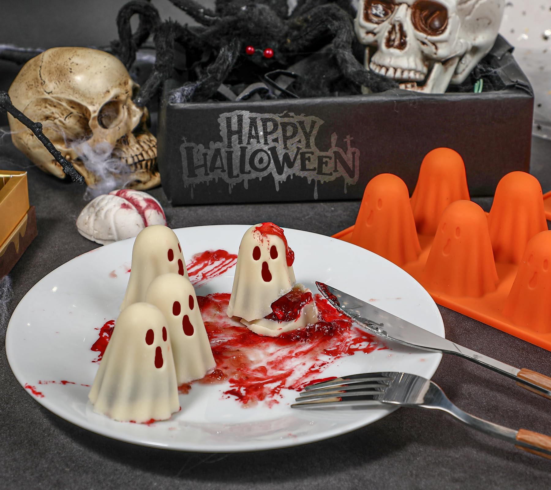 Kamehame Ghost Silicone Mold, 2 Packs Ghost Chocolate Candy Molds Halloween Silicone Molds for Jelly, Chocolate, Candy, Gummy, Crayon, Resin