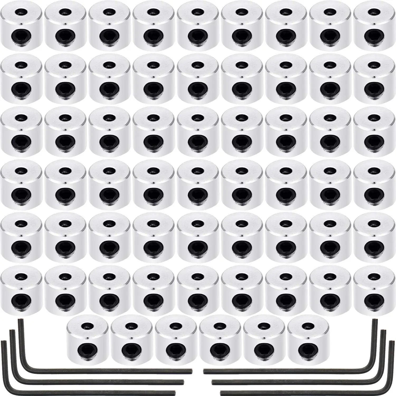 Leinuosen 60 Pieces Pin Keepers Locking Clasp Pin Backs Replacement with Wrench (Silver Color, 6 x 5 mm)