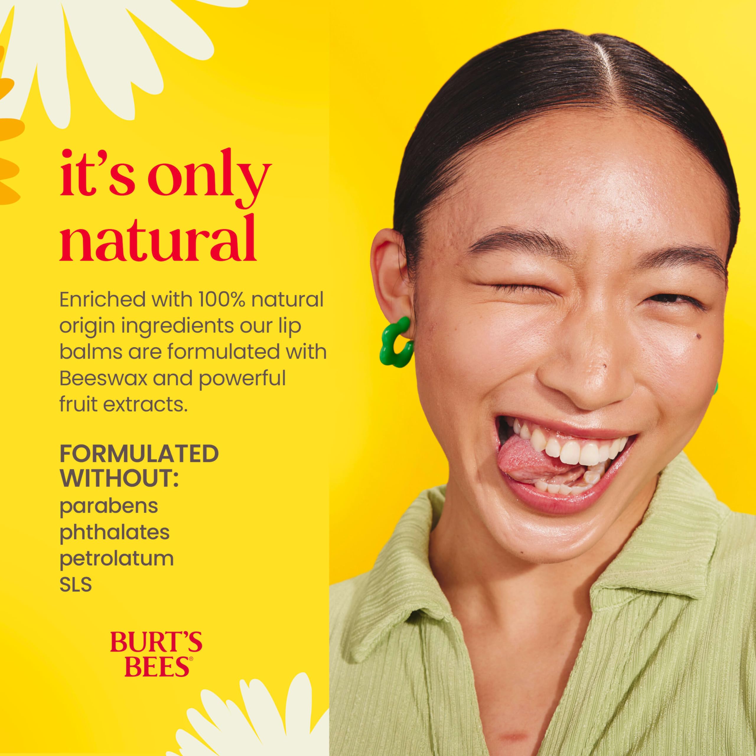 Burt's Bees Lip Balm - Pink Grapefruit, Mango, Coconut & Pear, and Pomegranate Pack, Lip Moisturizer With Beeswax, Tint-Free, Natural Origin Conditioning Treatment, 4 Tubes, 0.15 oz.