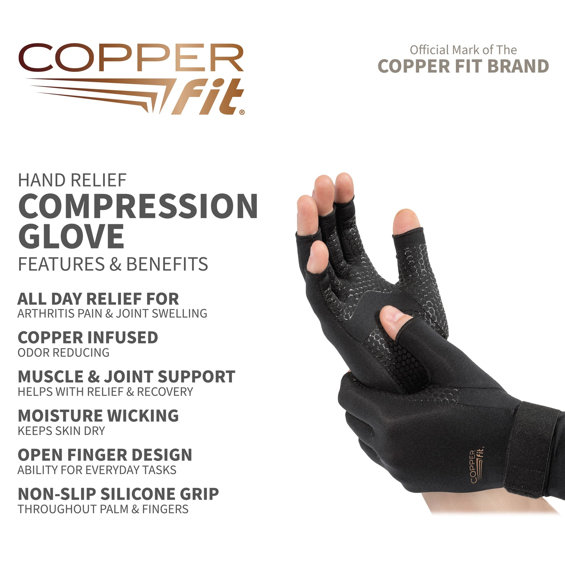 Copper Fit Hand Relief, Black, Large/X-Large