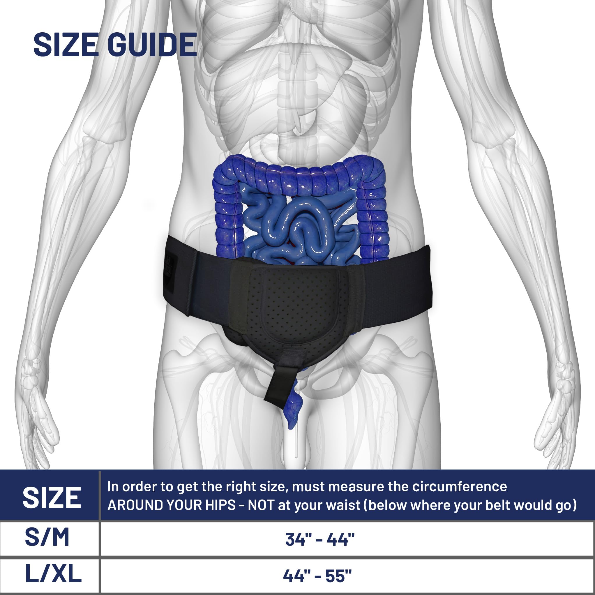Everyday Medical Inguinal Hernia Support Belt for Men I Fits Left or Right Side I Post Surgery Men and Womens Hernia Support Truss for Inguinal, Groin Hernias I Adjustable Waist Strap I Black, S/M