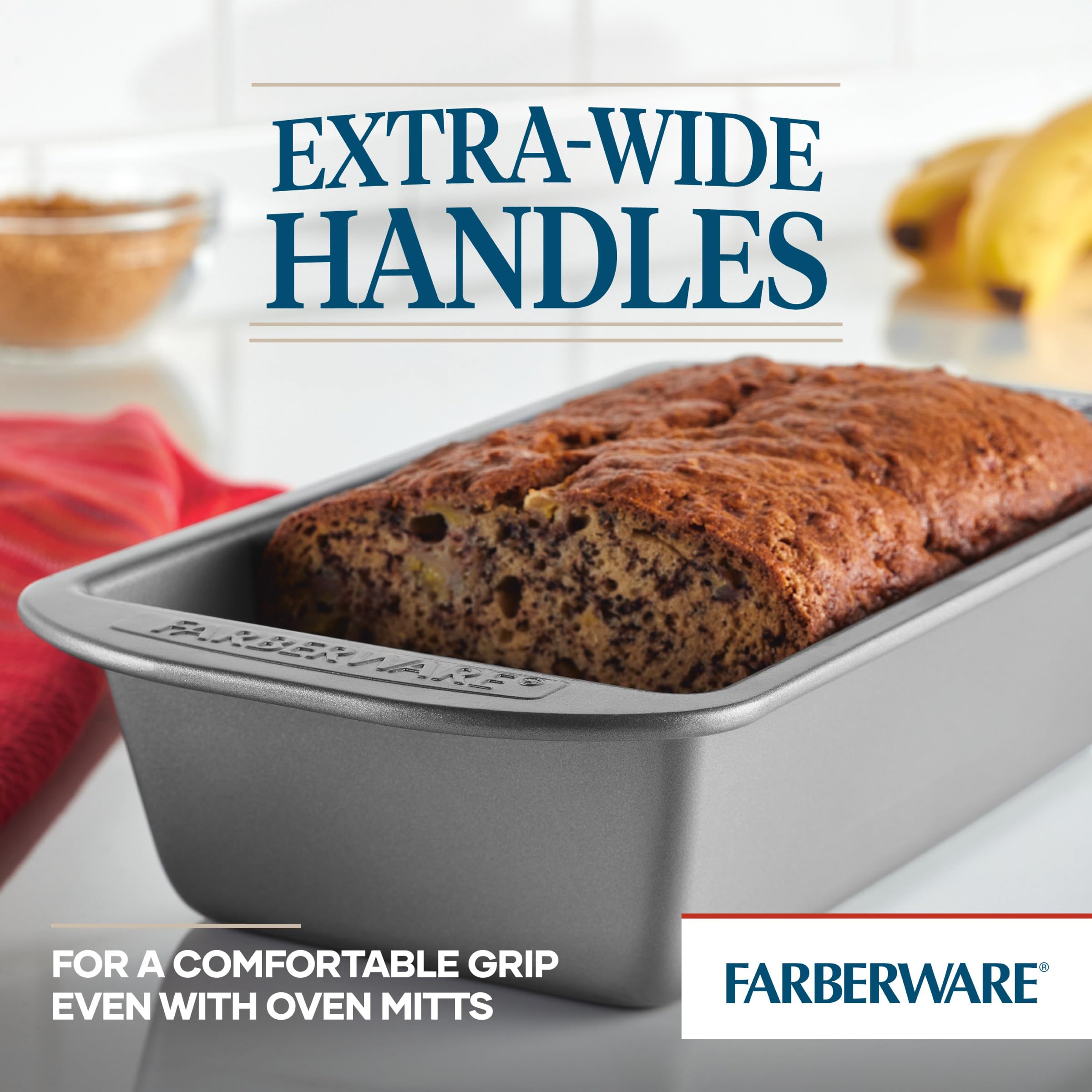 Farberware Nonstick Bakeware 9-Inch x 5-Inch Loaf Pan, Gray -