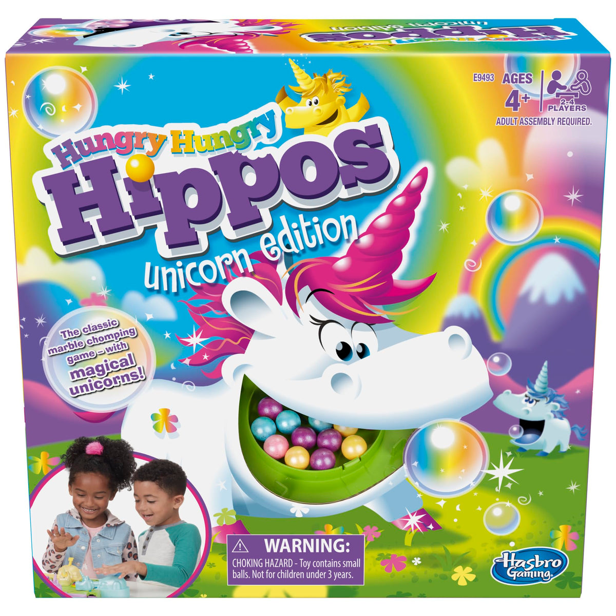 Hasbro Gaming Hungry Hippos Unicorn Edition Pre-School Board Game for Kids Ages 4 and Up; 2-4 Players ( Exclusive)