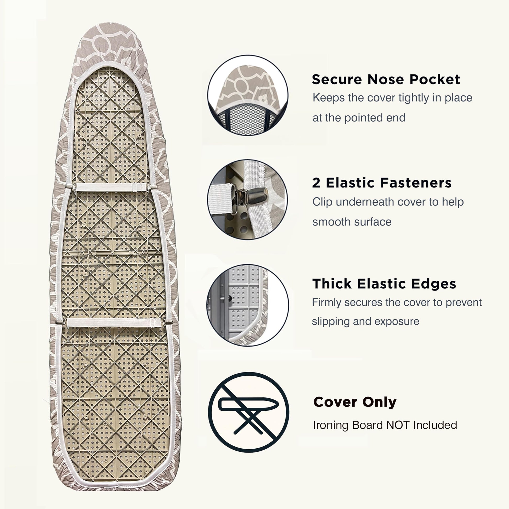 UniSimp Ironing Board Cover and Pad 15X54“ - Extra Thick Natural Cotton, Scorch & Stain-Resistant Padding, Standard Size Iron Board Cover with Metal Fasteners Heavy Duty Elastic Edge, Heatproof
