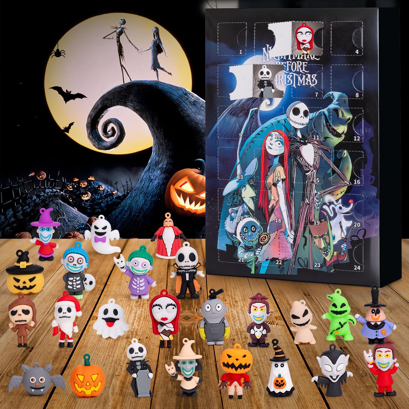 Halloween Adventskalender 2025, Adventskalender, mit 24 Sammlerstücken für Kinder, Erwachsene, Jugendliche, Halloween Countdown Kalender, Ornamente Dekorationen Geschenke