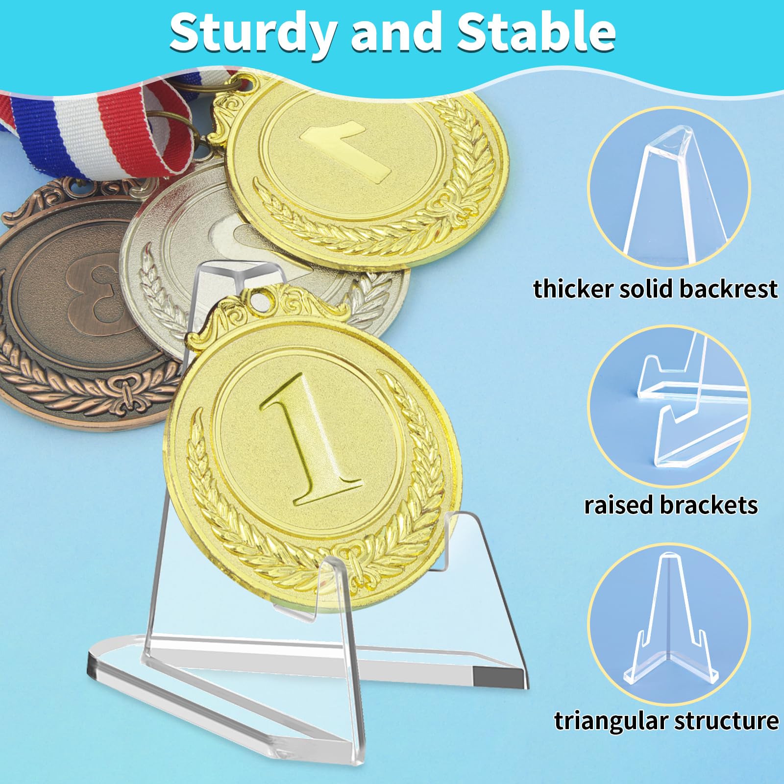 Reastar Card Display Stand, 20 Pack Small Easel Stand, Acrylic Picture Holder Stands, for Challenge Coin Graded Card Sports Card Trading Card PSA Card Baseball Card (2.2 Inch Tall)