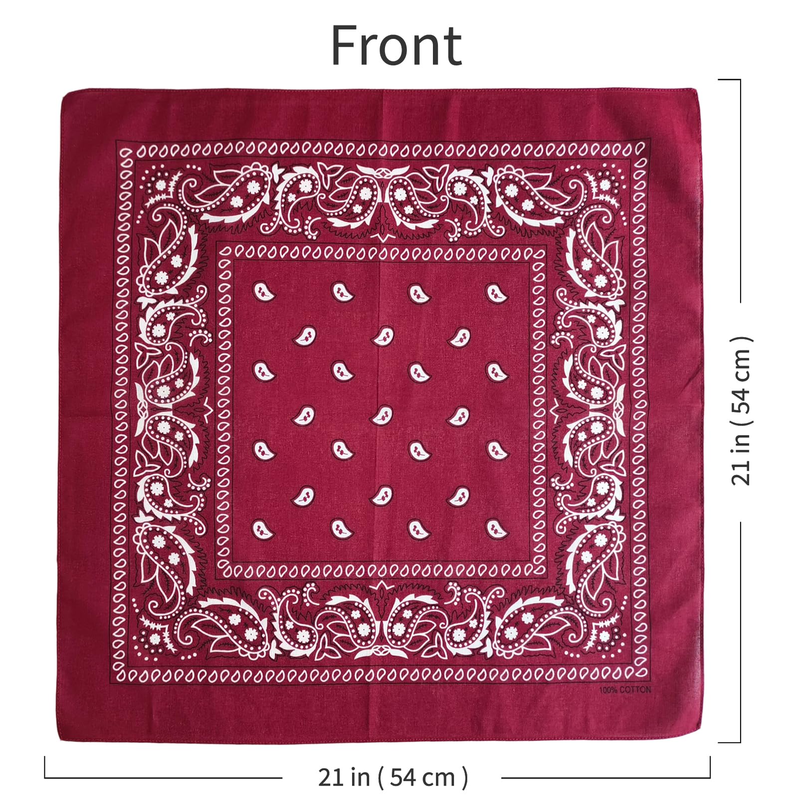 APIGANIZ 100% Cotton Bandanas, 21 x 21 inches, Set of 6 (Basic - Dark Colors)
