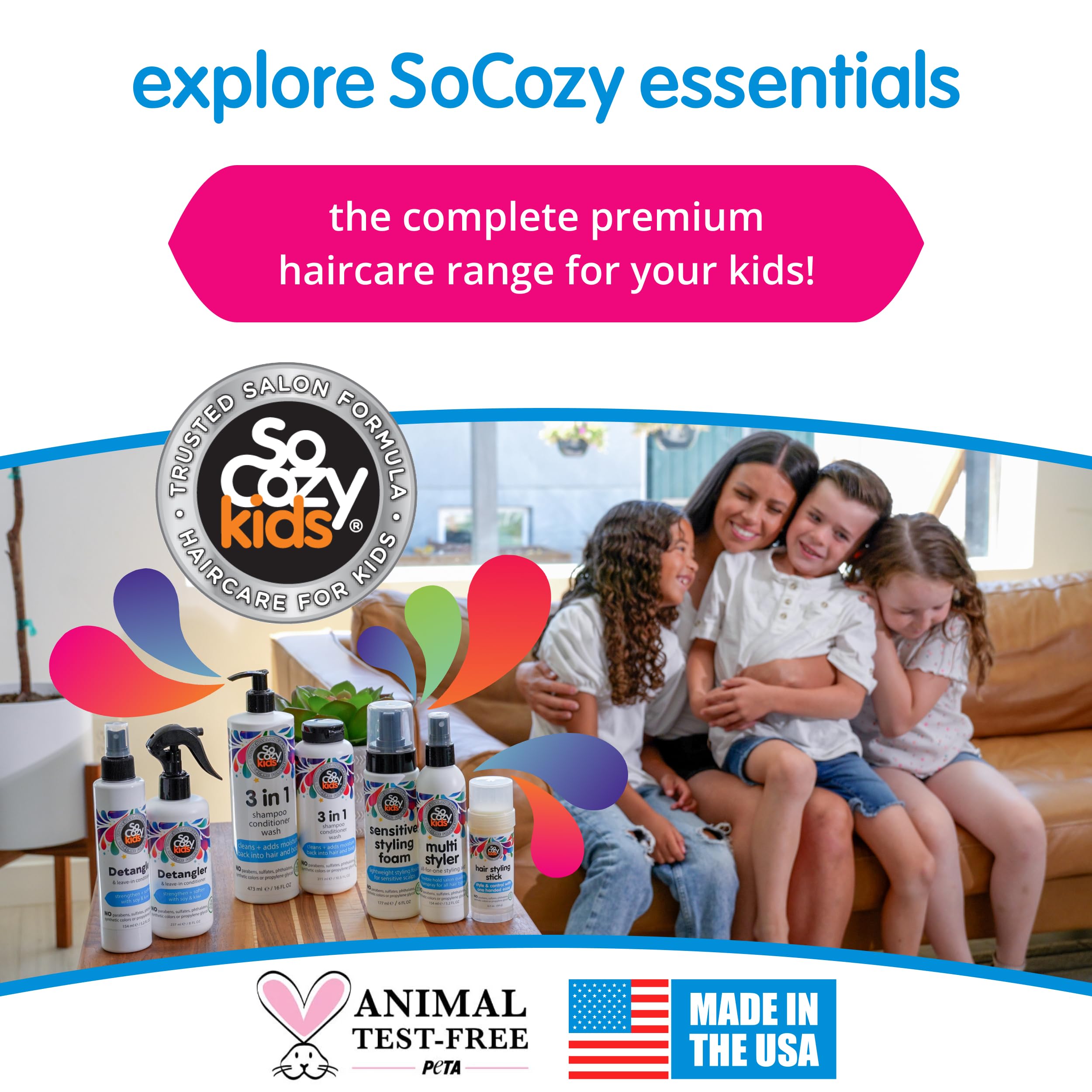 So Cozy Kids Hair Wax Stick, Easy & Quick Styling Wax Stick for Hair (2 Oz) Flyaway Hair Tamer, Slick Back & Shape with Precision, No Parabens, Sulfates, Synthetic Colors or Dyes