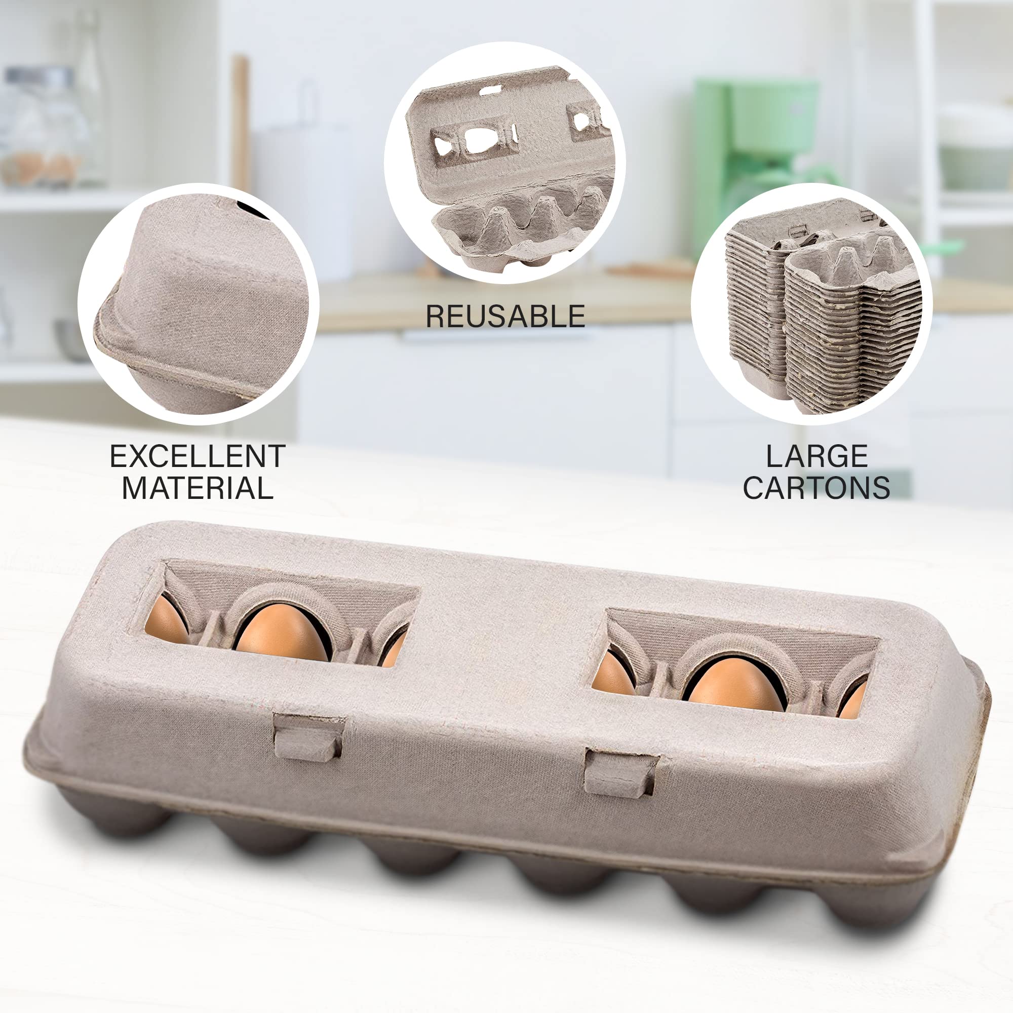 MT Products Blank Natural Pulp Egg Cartons Bulk Holds Up to Twelve Eggs - 1 Dozen - Cardboard Material Perfect For Storing Extra Eggs (25 Pieces) - Made in USA