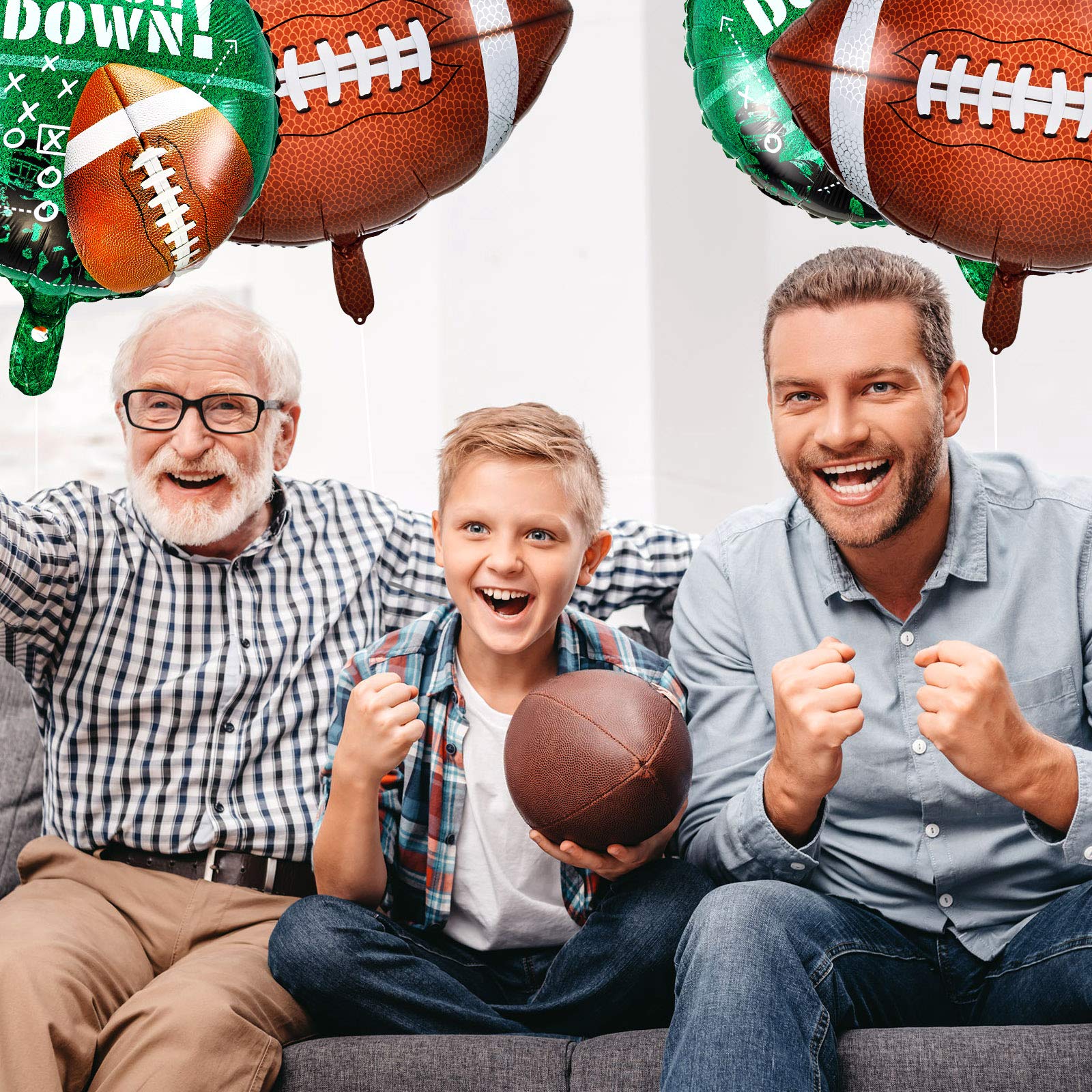 Sumind 26 & 18 Inch Football Balloons Set Football Party Decorations Sports Foil Rugby Ball Balloons for Birthday Tailgate Game Day, Sports Event(6 Pieces)