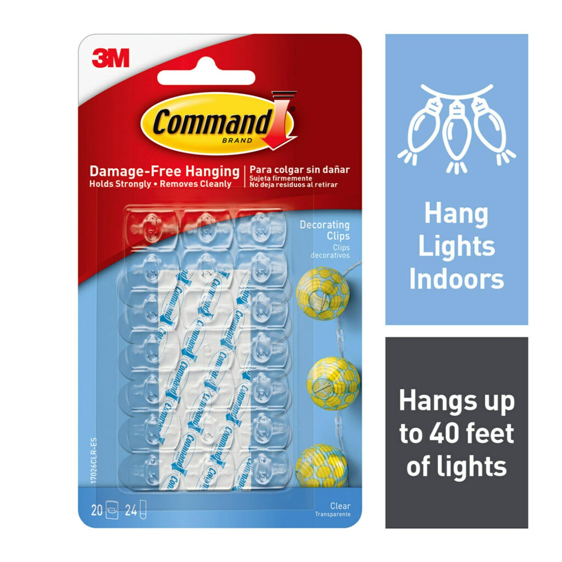Command 17026CLR-ES Decorating Clips, Clear, 20-Clips (2 Pack)