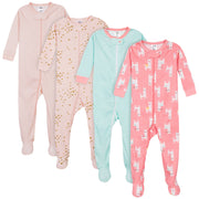 Gerber Baby Mädchen Schlafanzüge mit Füßen, 4er-Pack, Love Llamas Rosa, 18 Monate