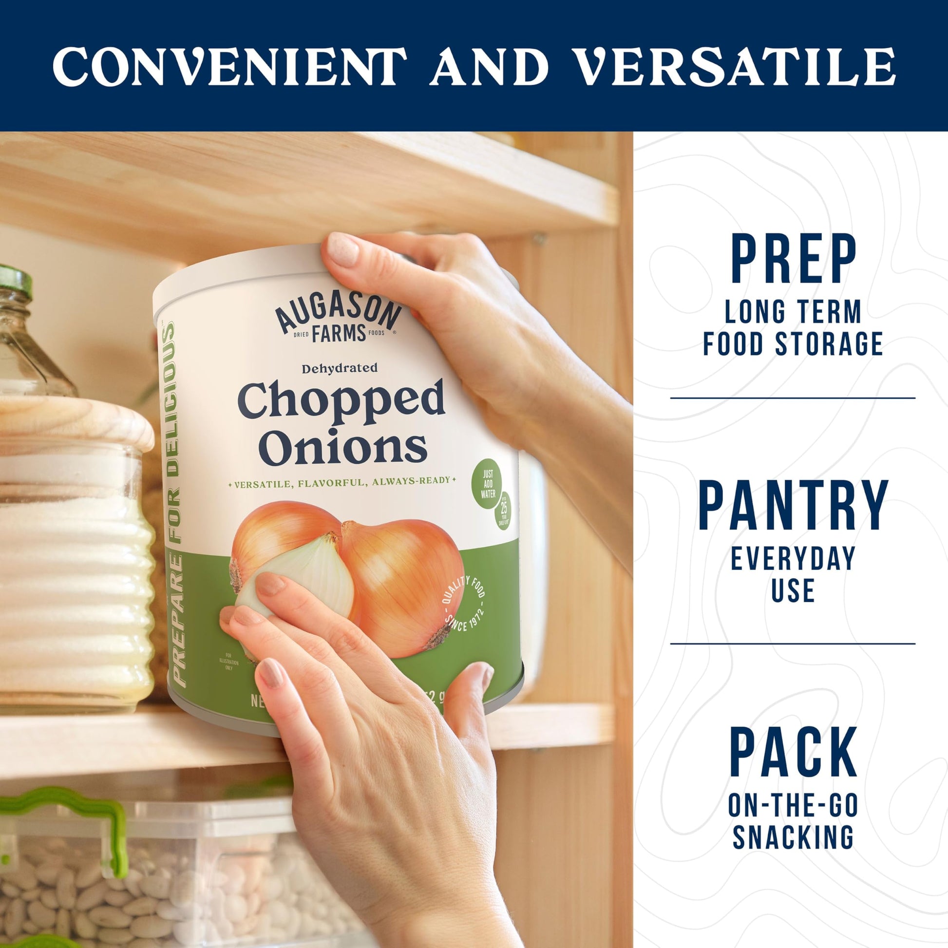 Augason Farms Dehydrated Chopped Onions Can, Emergency Food Supply, Everyday Meals, 130 Servings