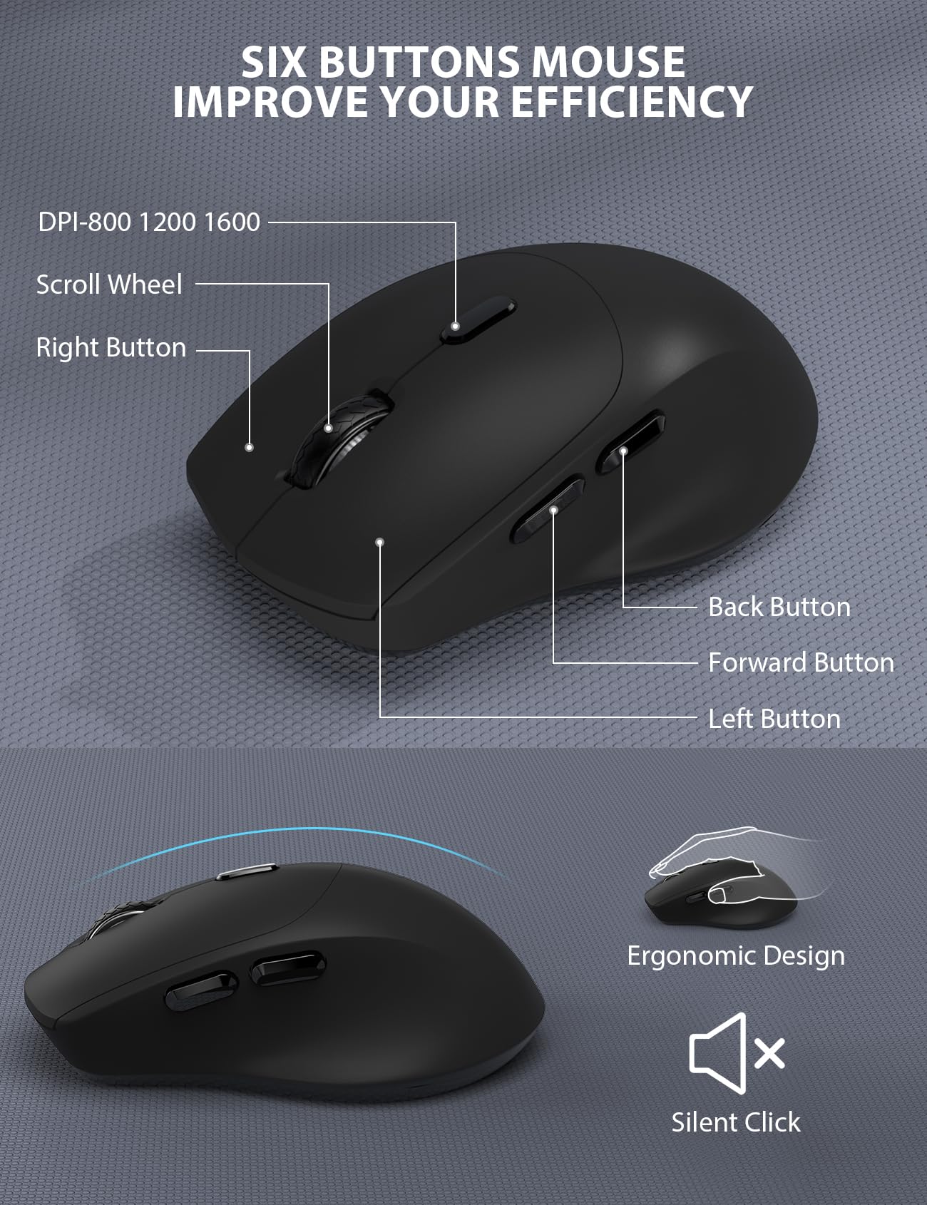 Wireless Keyboard and Mouse Combo - Full-Sized Ergonomic Keyboard with Wrist Rest, Phone Holder, Sleep Mode, Silent 2.4GHz Cordless Keyboard Mouse Combo for Computer, Laptop, PC, Mac, Windows -Trueque