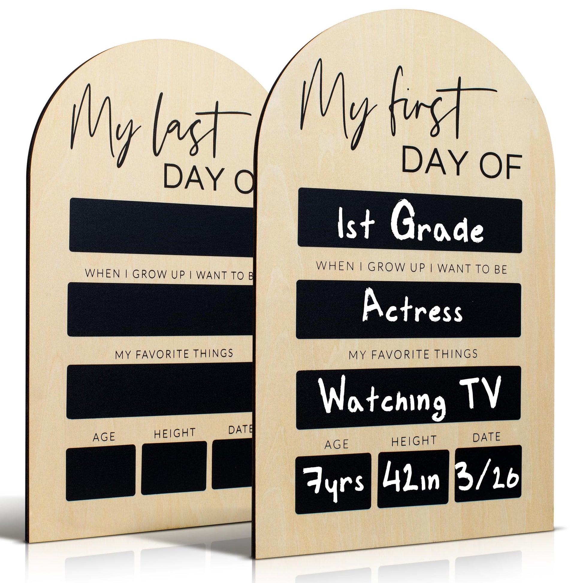 Beautiful Wooden First and Last Day of School Board Sign - Modern and Large Back to School Sign for Lasting Memories - Perfect 11.8" x 7.1" Wooden Chalkboard Photo Prop for Kindergarten