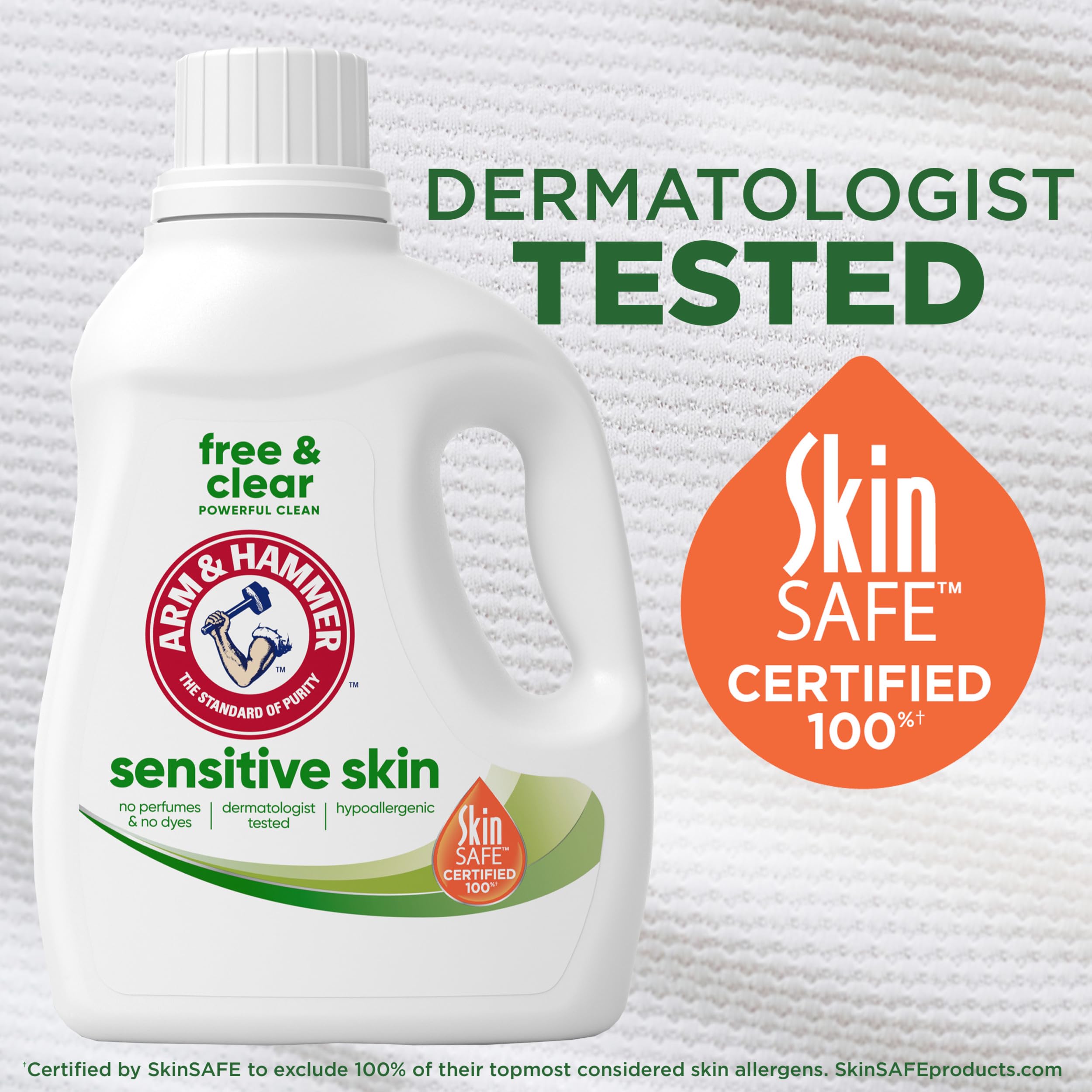 ARM & HAMMER Sensitive Skin Free Clear, 140 Loads Liquid Laundry Detergent, 140 Fl oz
