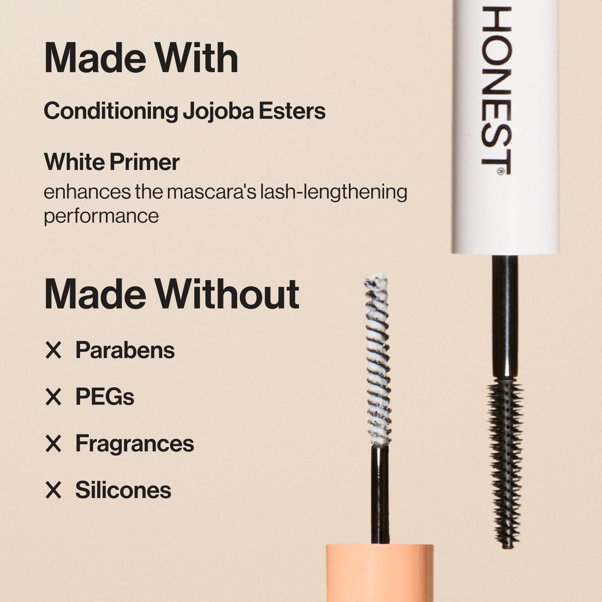 Honest Beauty 2-in-1 Extreme Length Clean Mascara + Lash Primer | Lengthening + Volumizing | Cruelty Free + Safe for Sensitive Eyes | Black, .27 fl oz