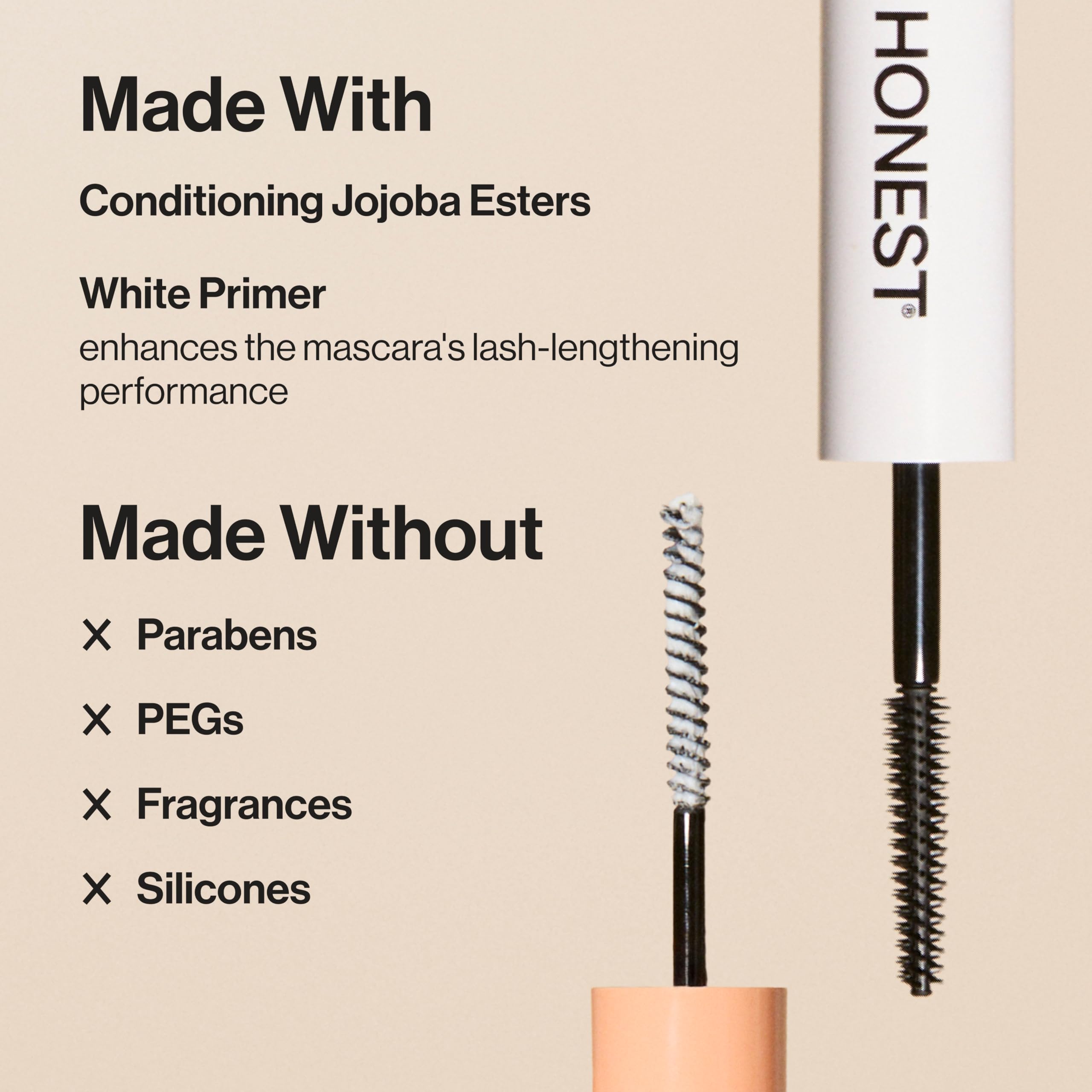 Honest Beauty 2-in-1 Extreme Length Clean Mascara + Lash Primer | Lengthening + Volumizing | Cruelty Free + Safe for Sensitive Eyes | Black, .27 fl oz