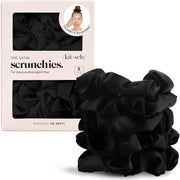 Kitsch Satin-Haargummis für Frauen – ohne Abdrücke – weiche Satin-Haargummis für Mädchen – kein Frizz, sanft, stilvolle Haaraccessoires – Schwarz, 5 Stück